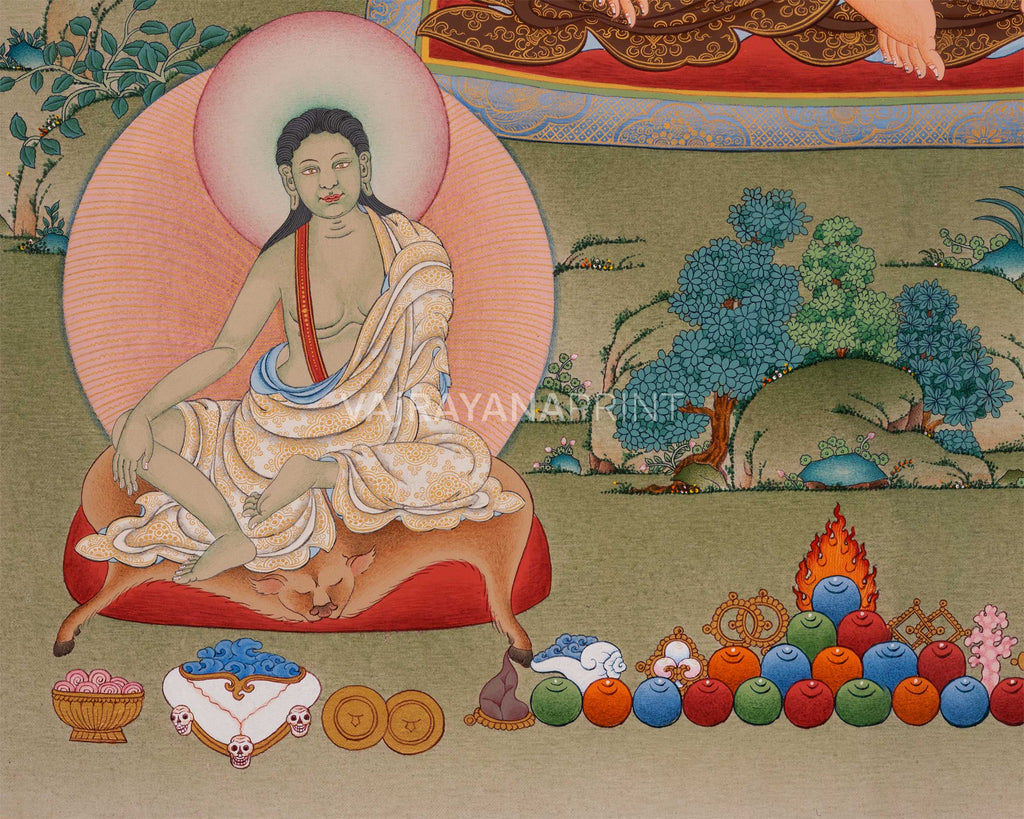 Marpha with Milarepa and Gampopa Thangka Print | Digital Canvas Print