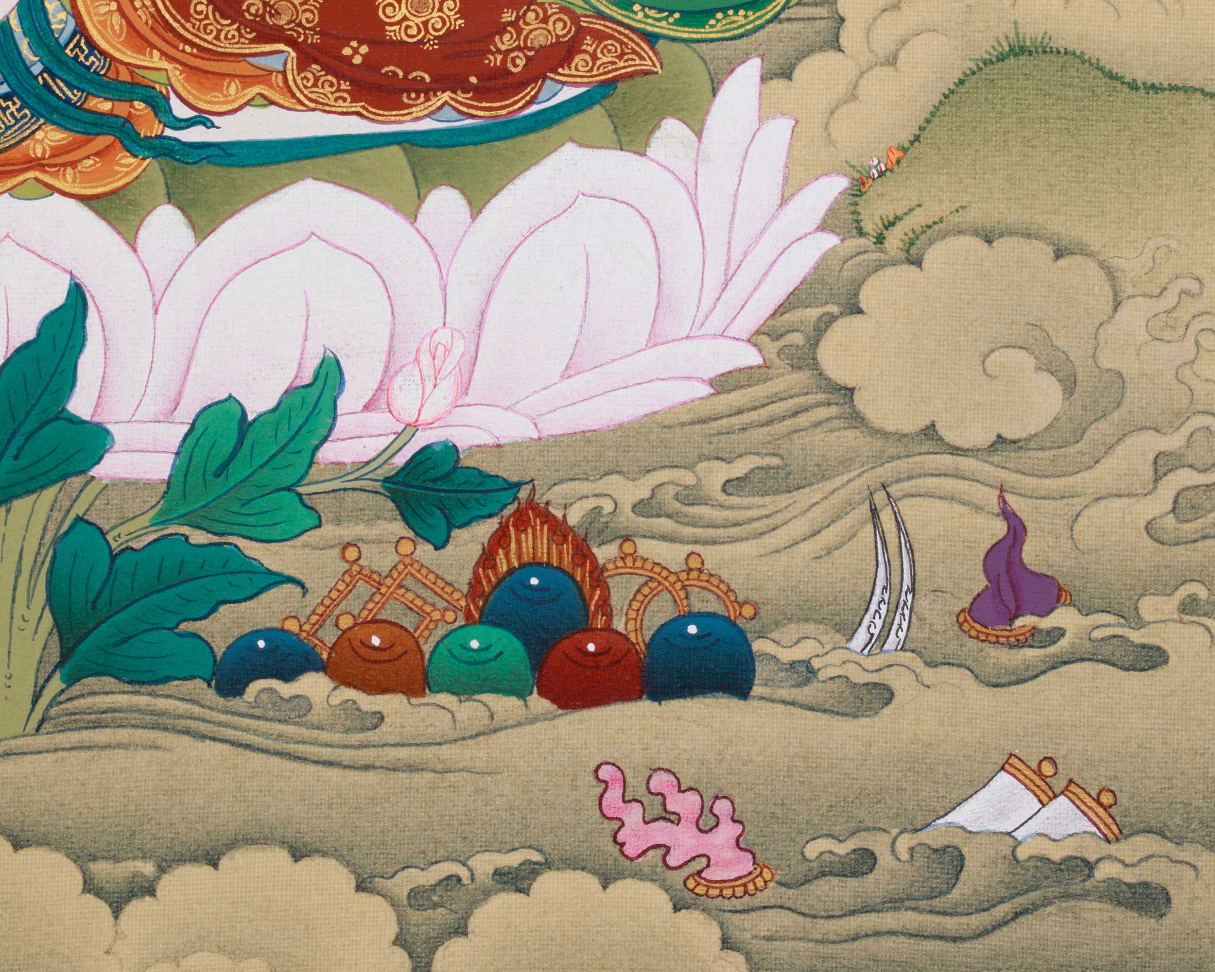 Two-Armed Chenrezig with Amitabha Thangka | Embodying Compassion and Infinite Light