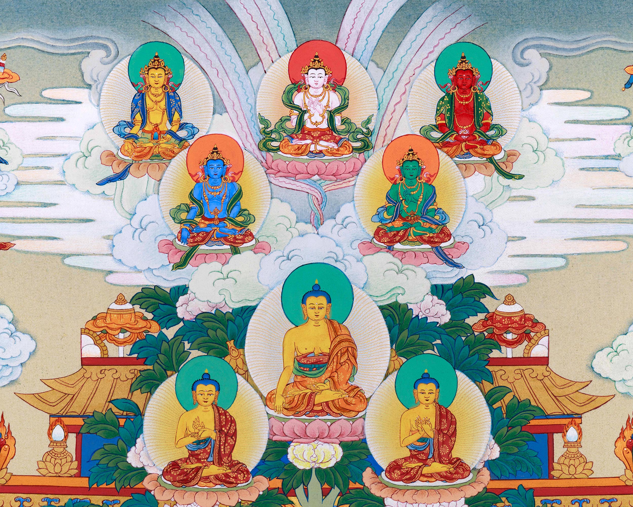 Pure Land Amitabha Singham Thangka | Karma Gadri Artistry