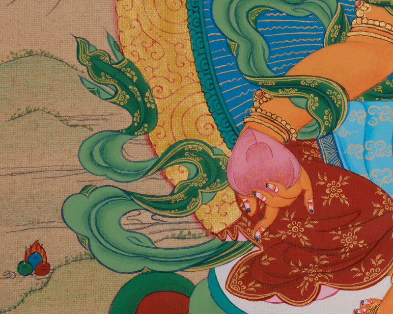 Buddha of Wealth, Dzambhala Thangka | Prosperity Artwork