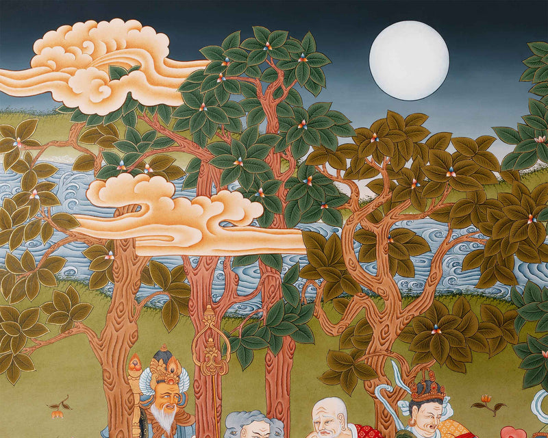 High-Quality Buddha Parinirvana Giclee Print | The Death Of Historical Buddha Depiction On Digital Print