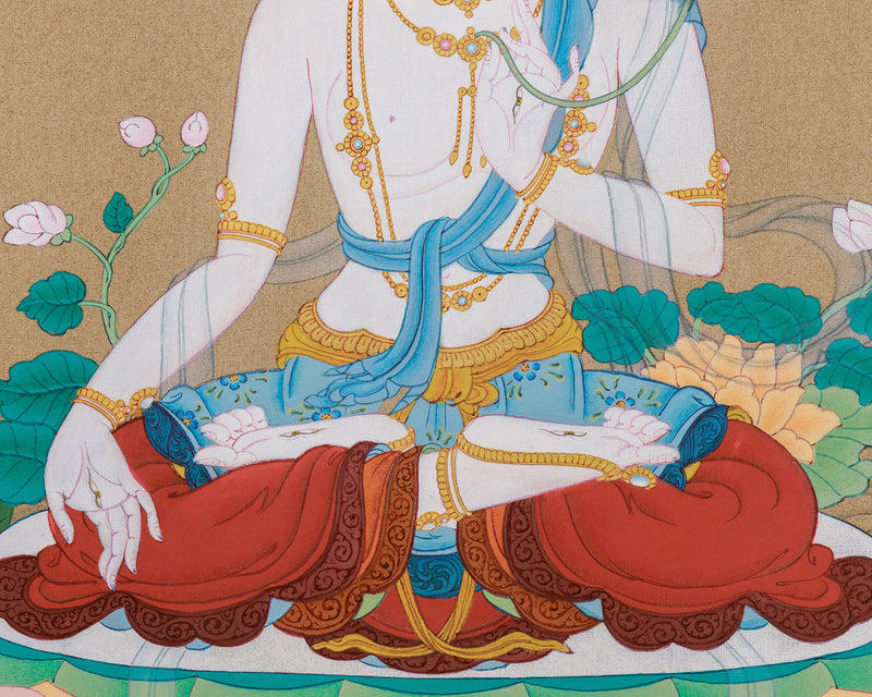 Extra-ordinary White Tara Thangka Painting