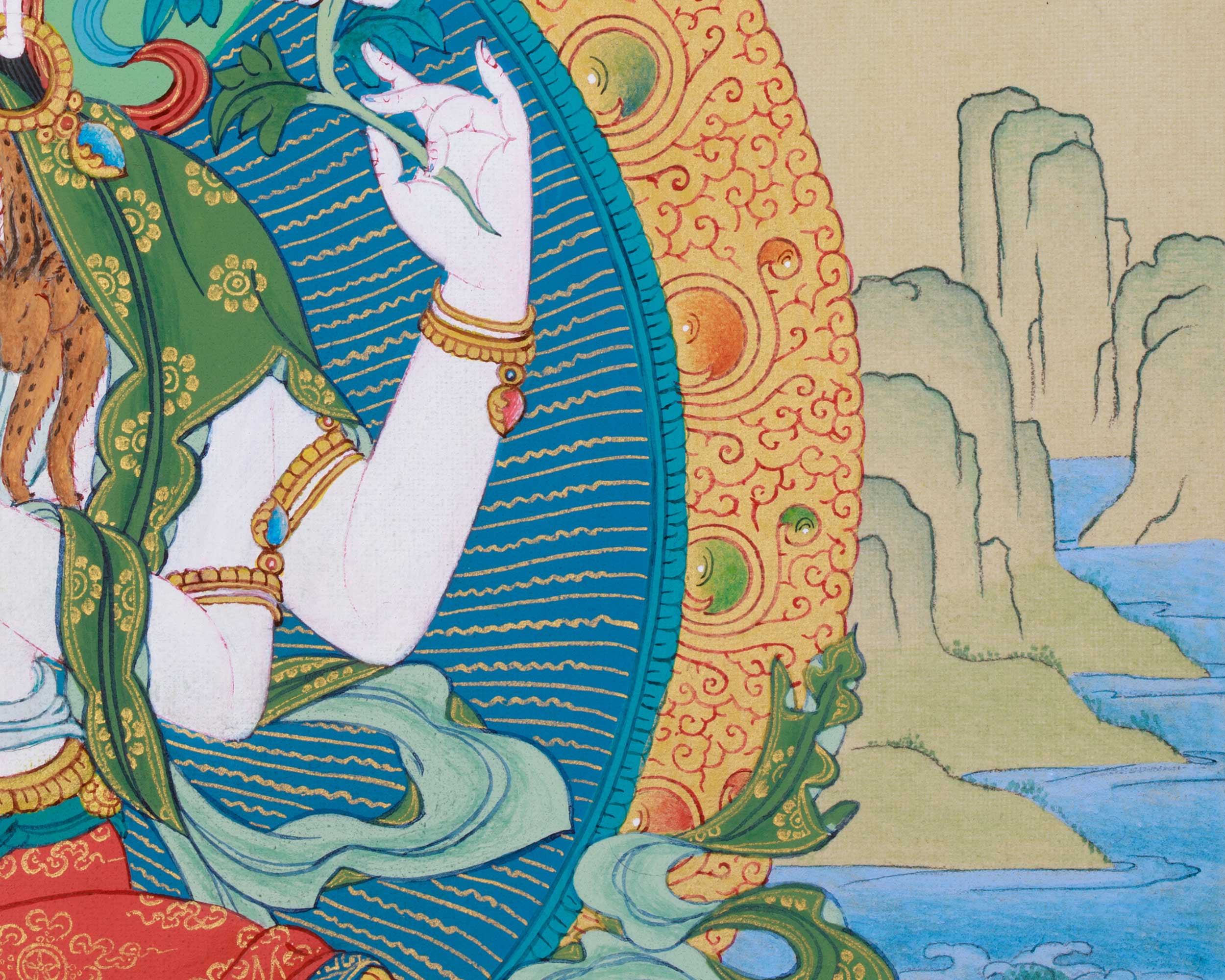 Small Chenresig Thangka in 24K Gold