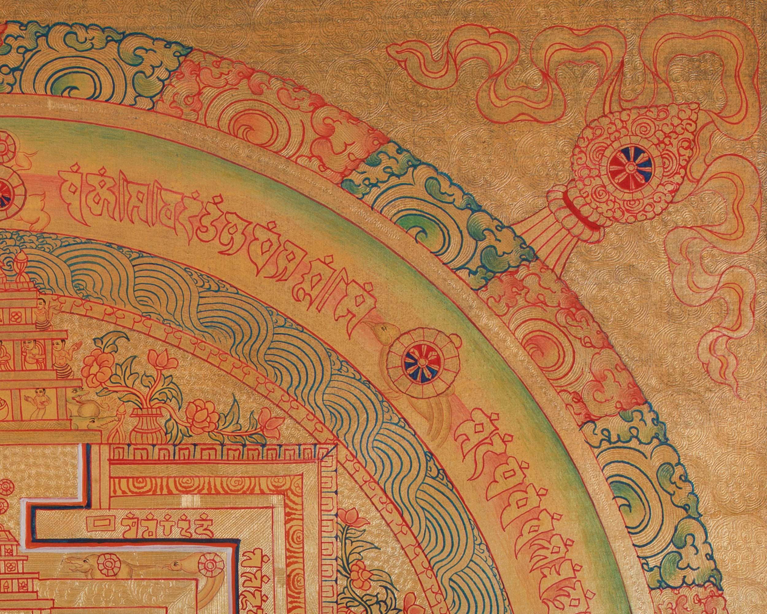 Handmade Kalachakra Mandala Thangka in Gold | Ritual & Meditation Art