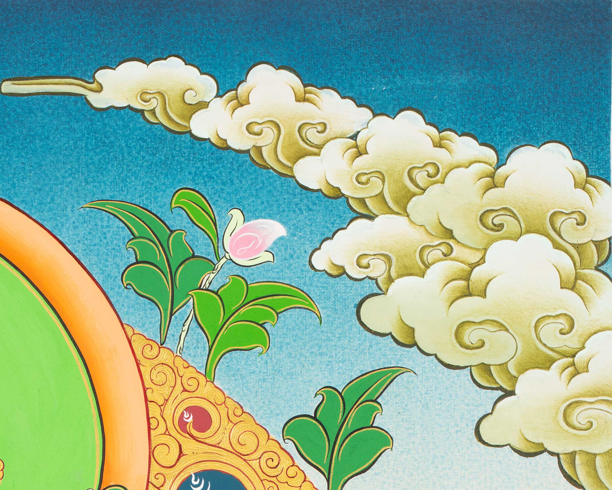 Manjushri Thangka  | Flanked By Avalokiteshvara And Vajrapani