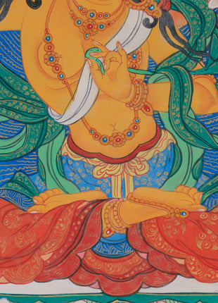 Manjushri: The Knowledge Deity Thangka With Brocade