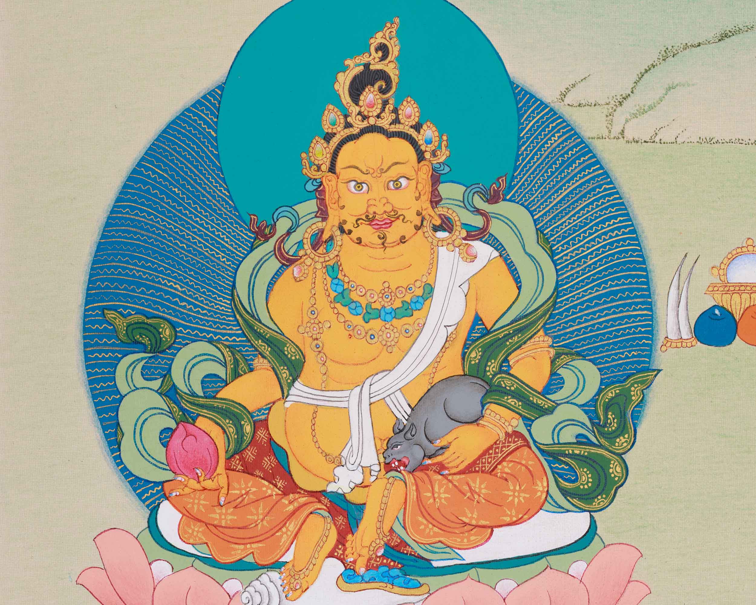 Namtoshe With Dzambhala and Vasudhara | Symbol of Wealth, Prosperity & Protection