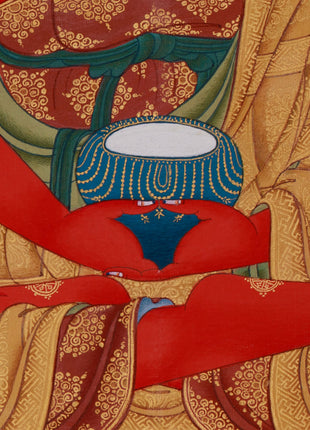 Red Amitabha Buddha Thangka | Buddha with Bodhisattvas