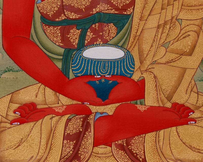 Red Amitabha Buddha Thangka | Buddha with Bodhisattvas