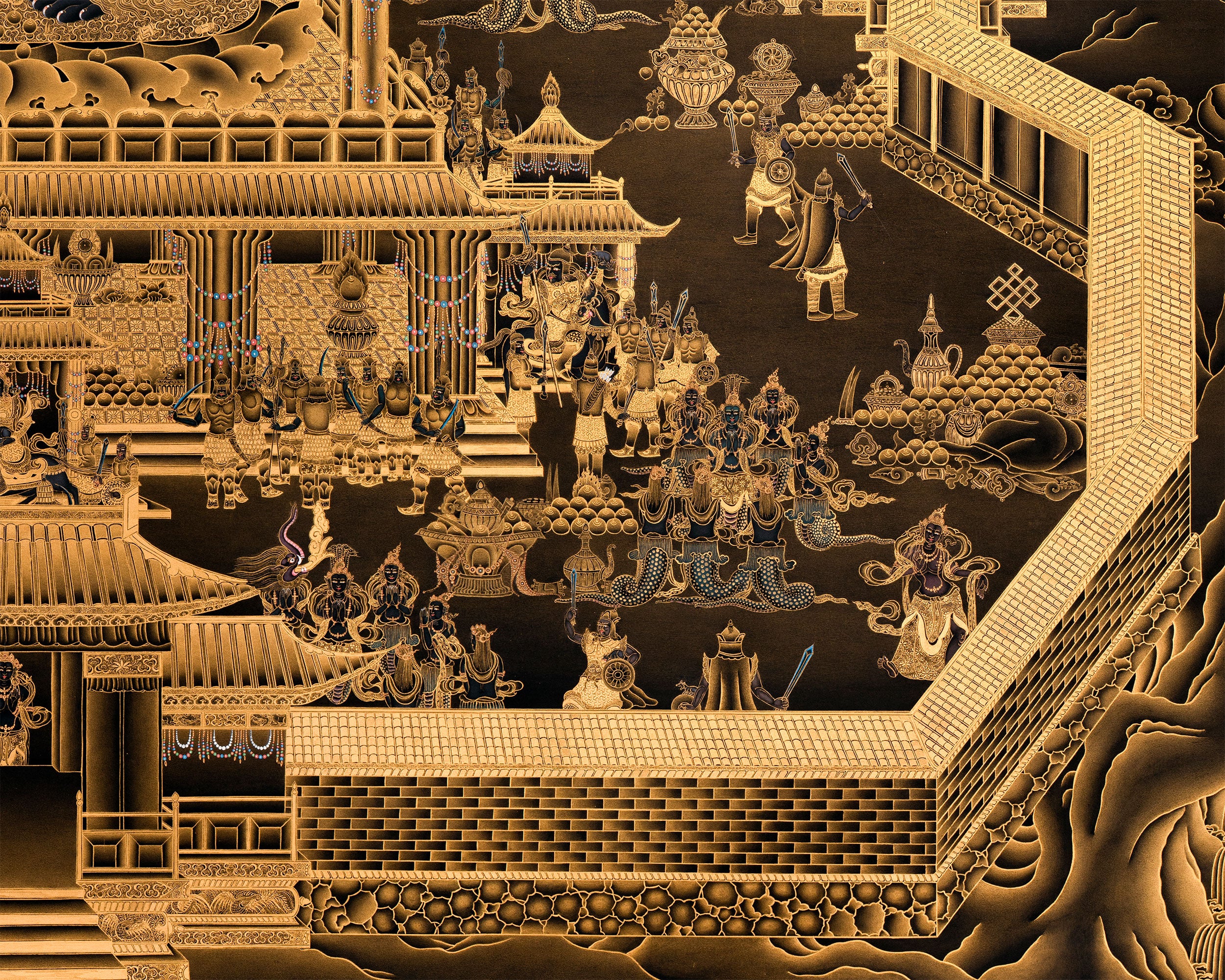 Exclusive Namtoshe Palace Canvas Print | Tibetan Wealth Deity in Nakthang Style