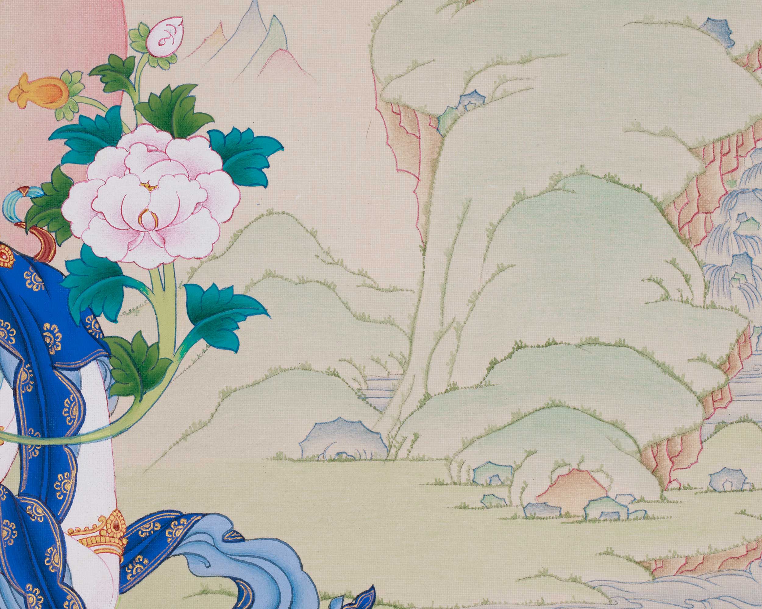 Traditional Art of White Tara | Seven-Eyed Deity Thangka