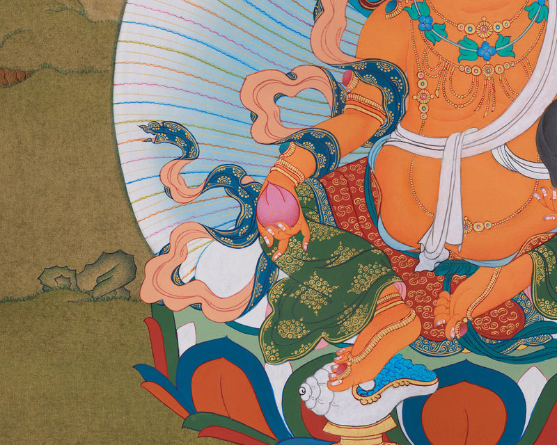 Dzambhala Kubera, The King of Wealth | Tibetan Buddhist Art for Good Fortune & Spiritual Protection