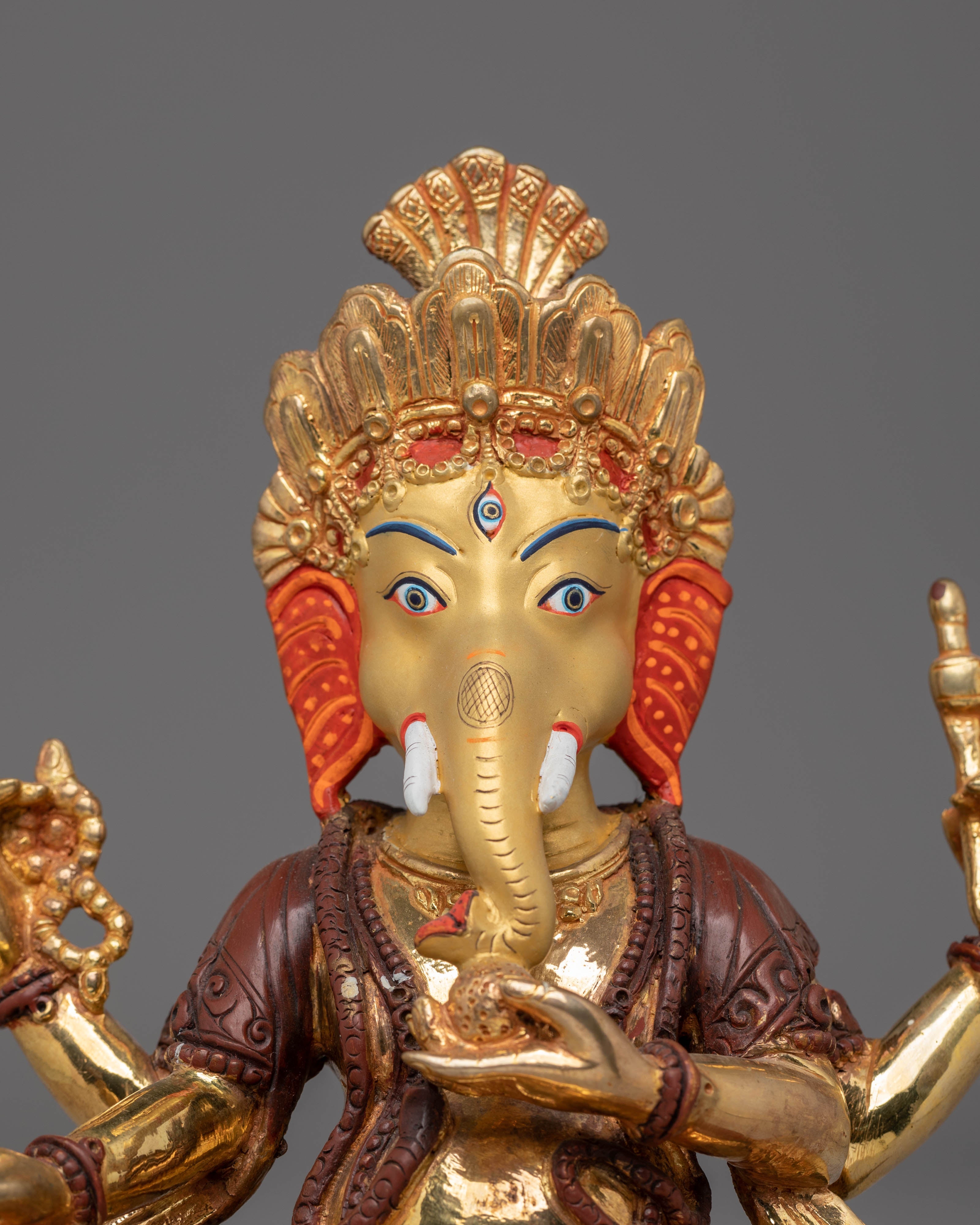 Golden Ganesh Wealth Deity Statue | Hindu God of Prosperity & Wisdom