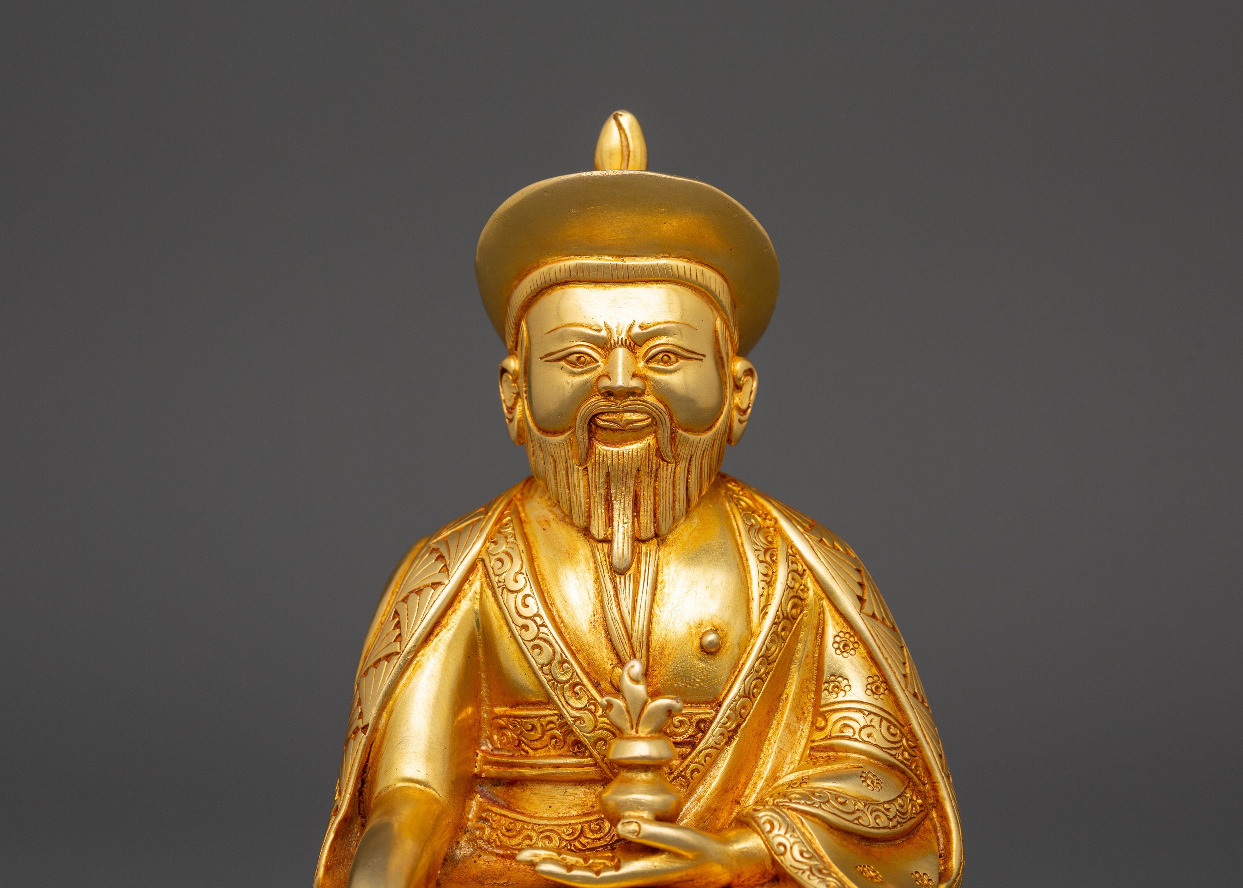 Gold Plated Guru Shapdum Statue | Zhabdrung Rinpoche Sculpture