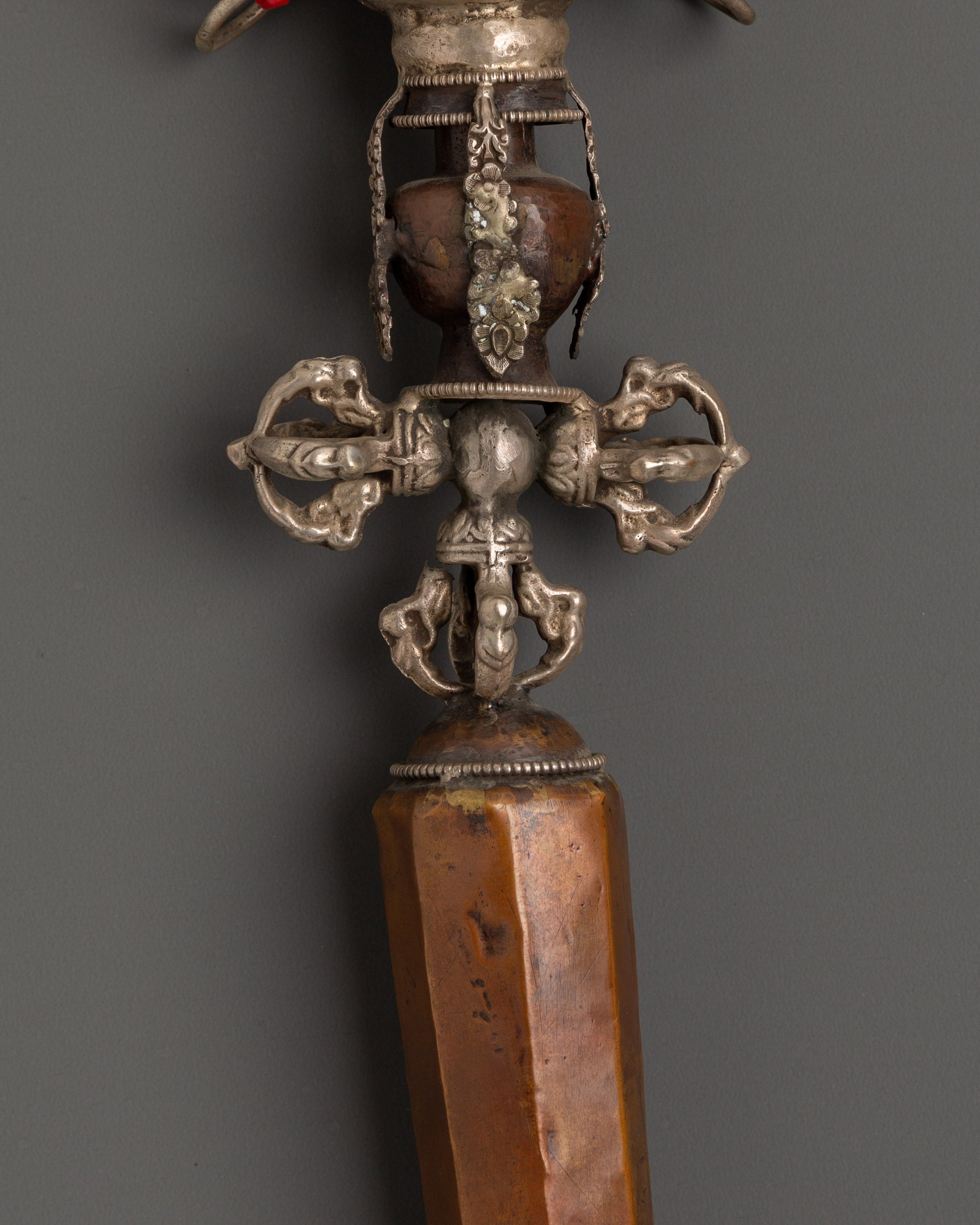 Handcrafted Tibetan Khatan Ritual Dagger | Three-Faced Sacred Artifact