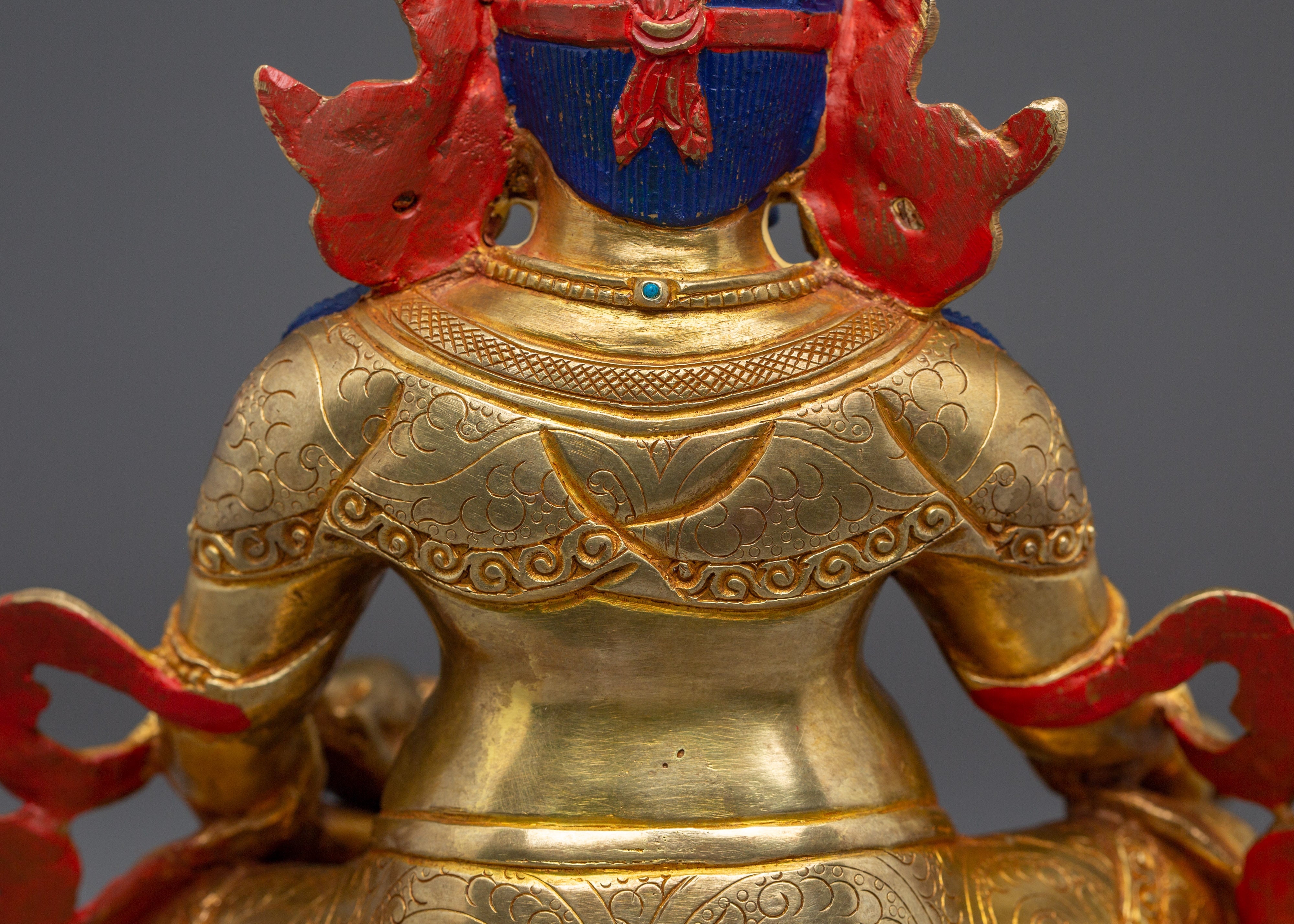Golden Nepalese Artwork of Dzambhala | Wealth Deity of Tibetan Buddhism