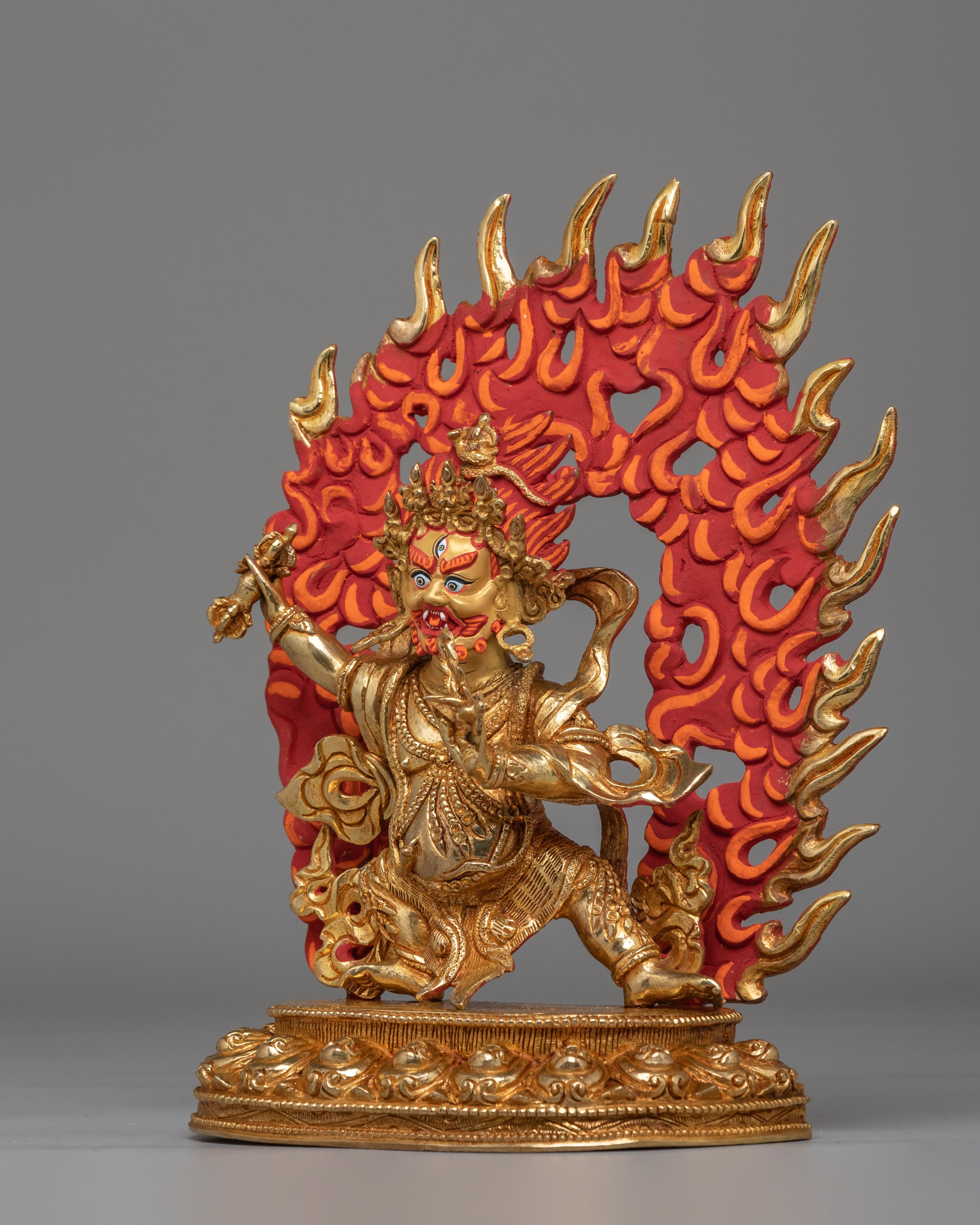 Traditional Vajrapani Sacred Sculpture | 24K Gold Plated Copper Buddhist Statue