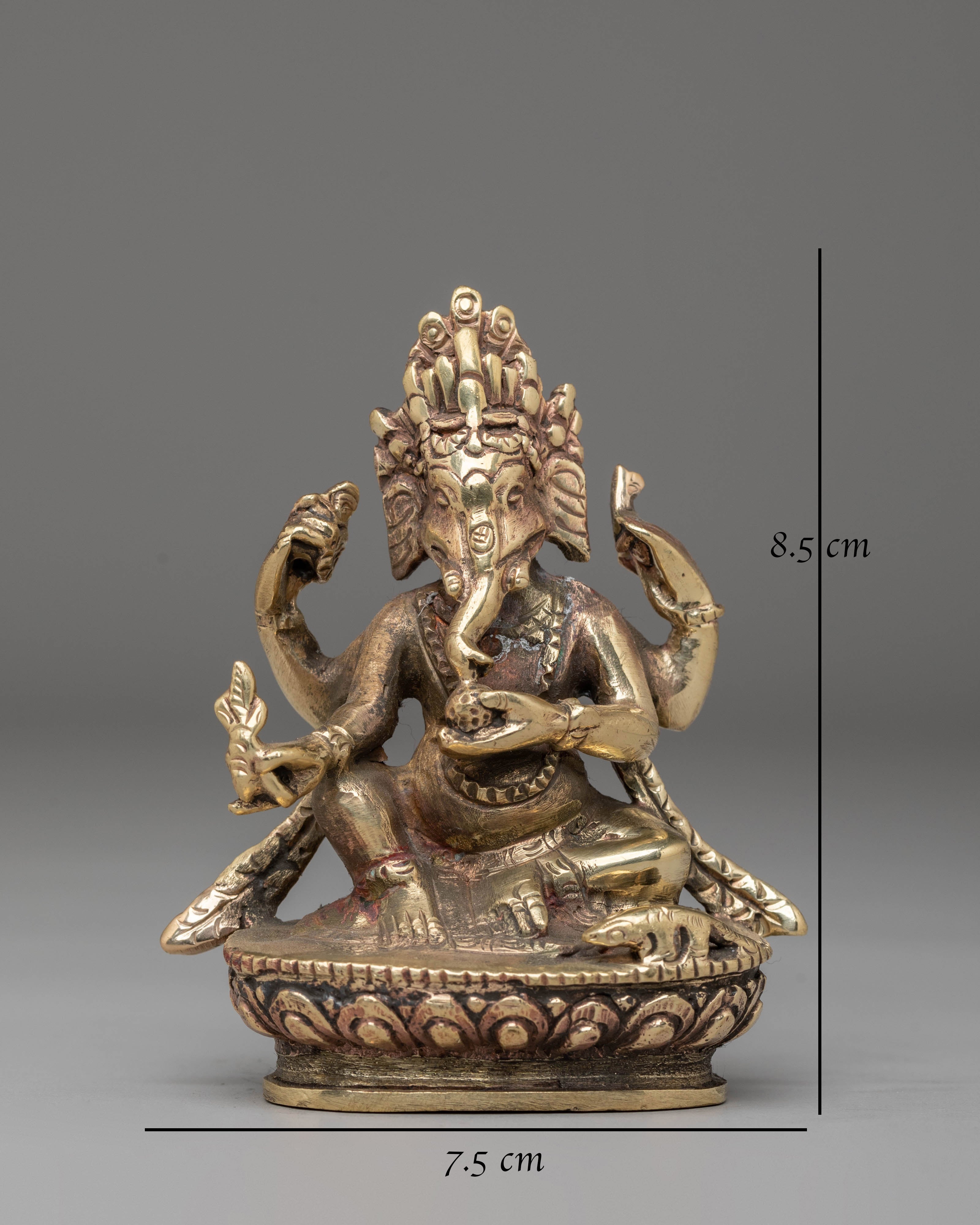 Handcrafted Ganesh Statue for Rituals | Copper Body Ganesha Figurine