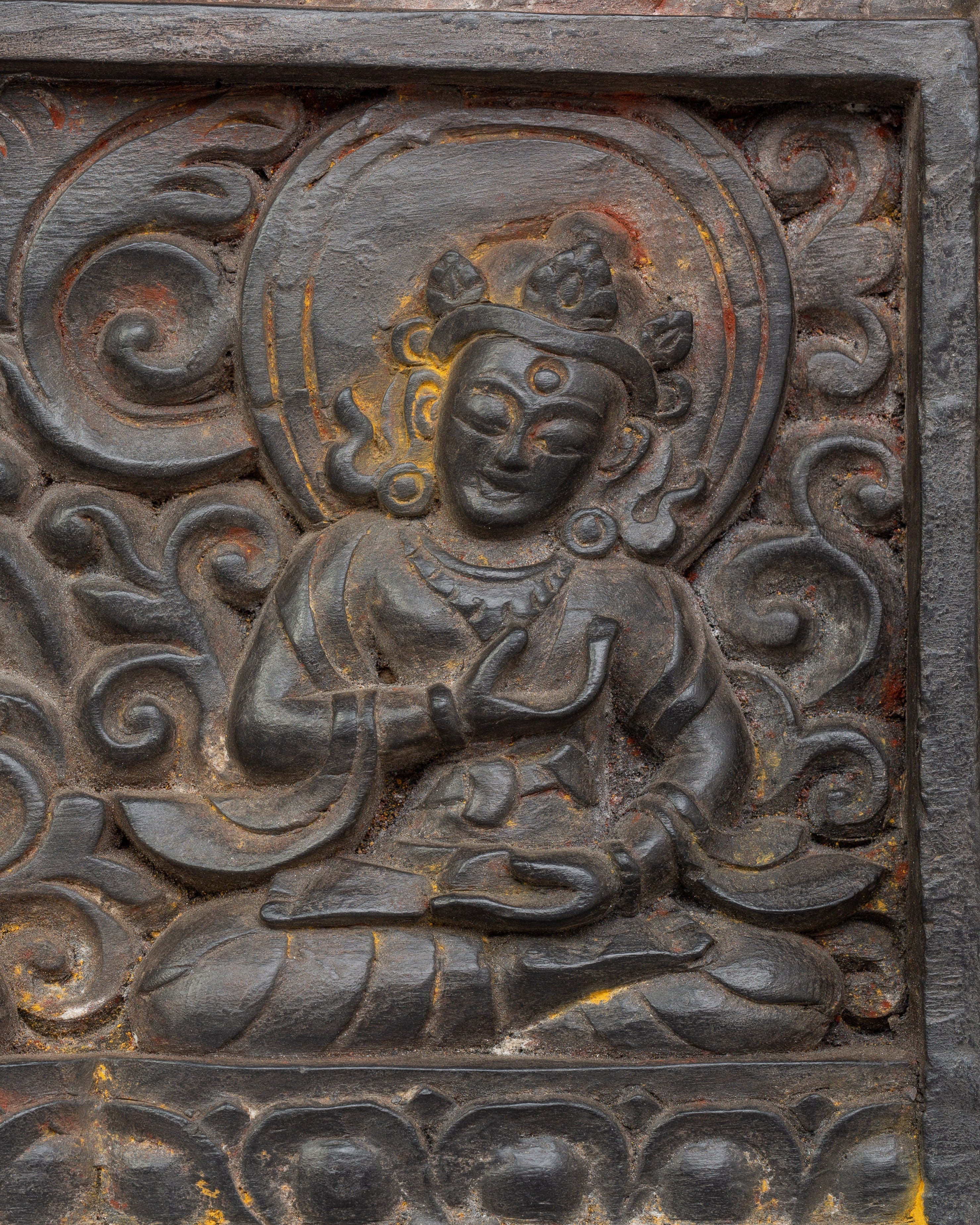 Carved Wooden Sutra Cover | Traditional Art