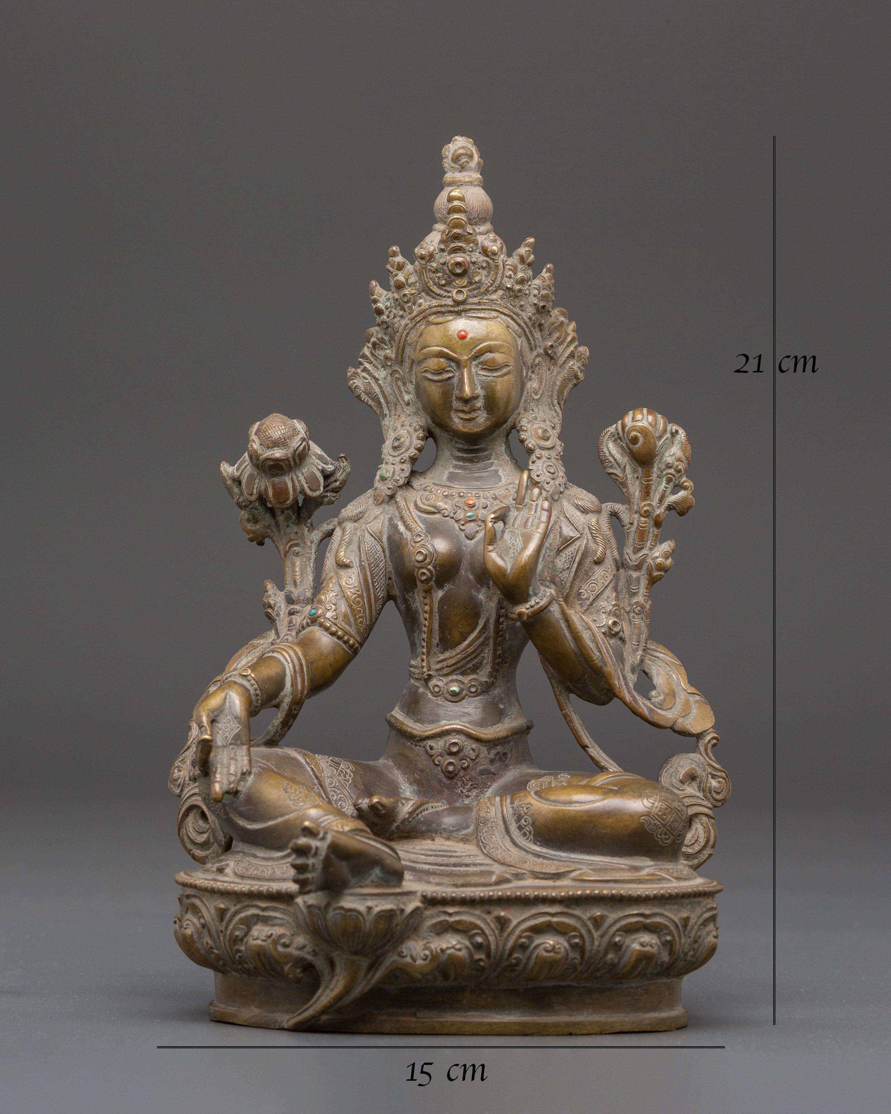 Spiritual Mother of Liberation Green Tara Statue | Tibetan Buddhist Copper Sculpture