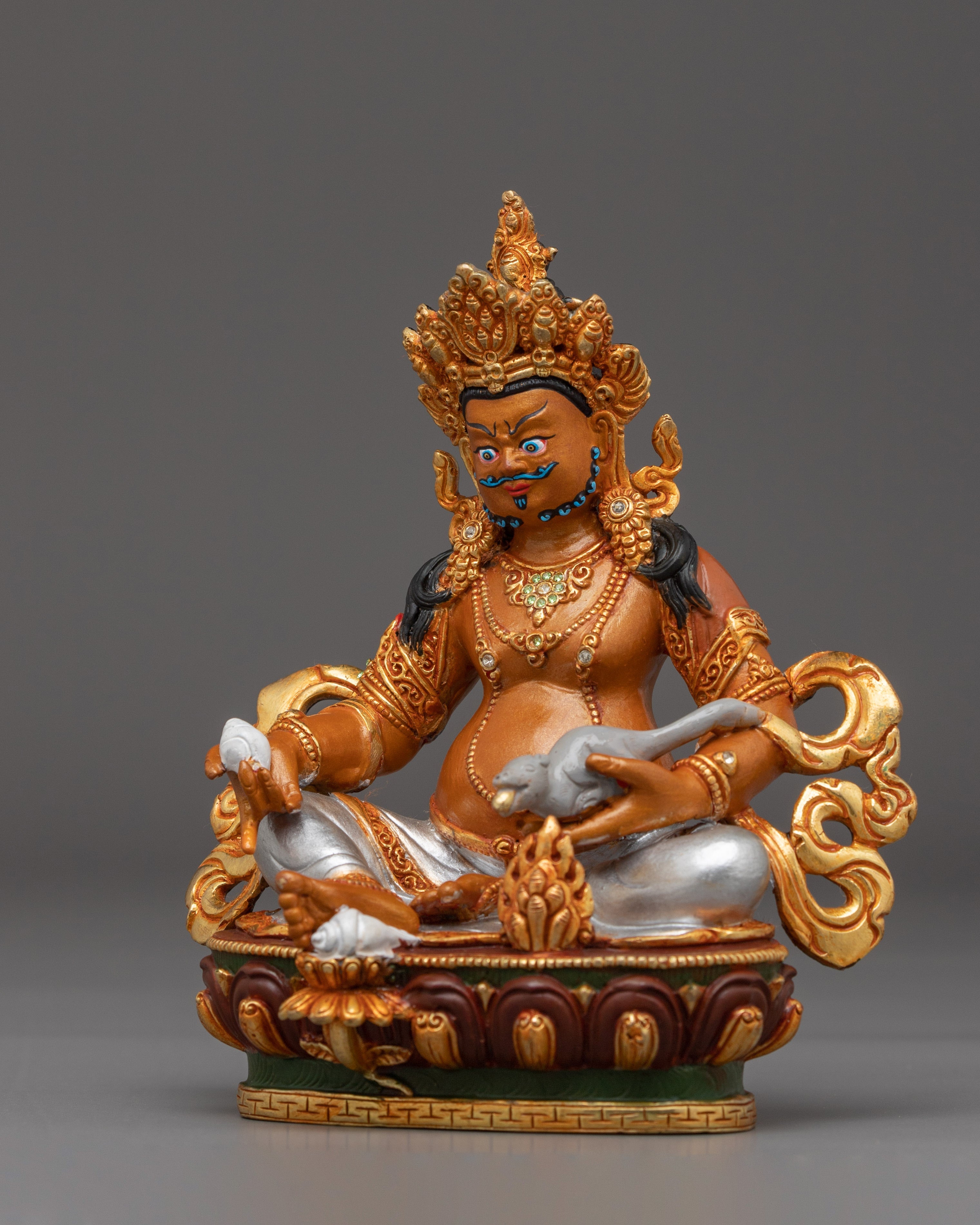Copper Gold Plated Dzambhala Statue | Wealth Deity Sculpture
