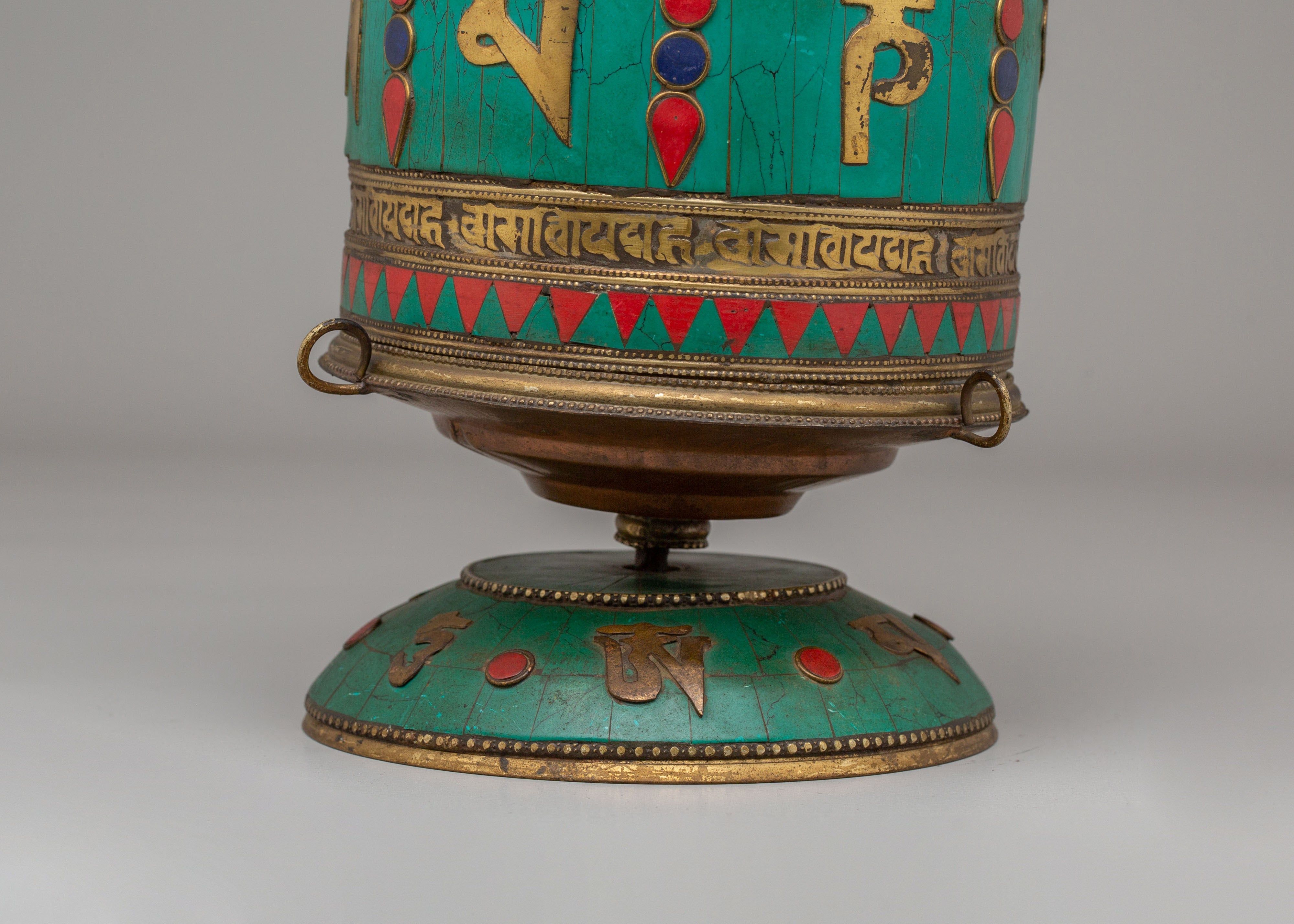 Sacred Altar Mantra Prayer Wheel | Handcrafted Tibetan Mantra Spinner