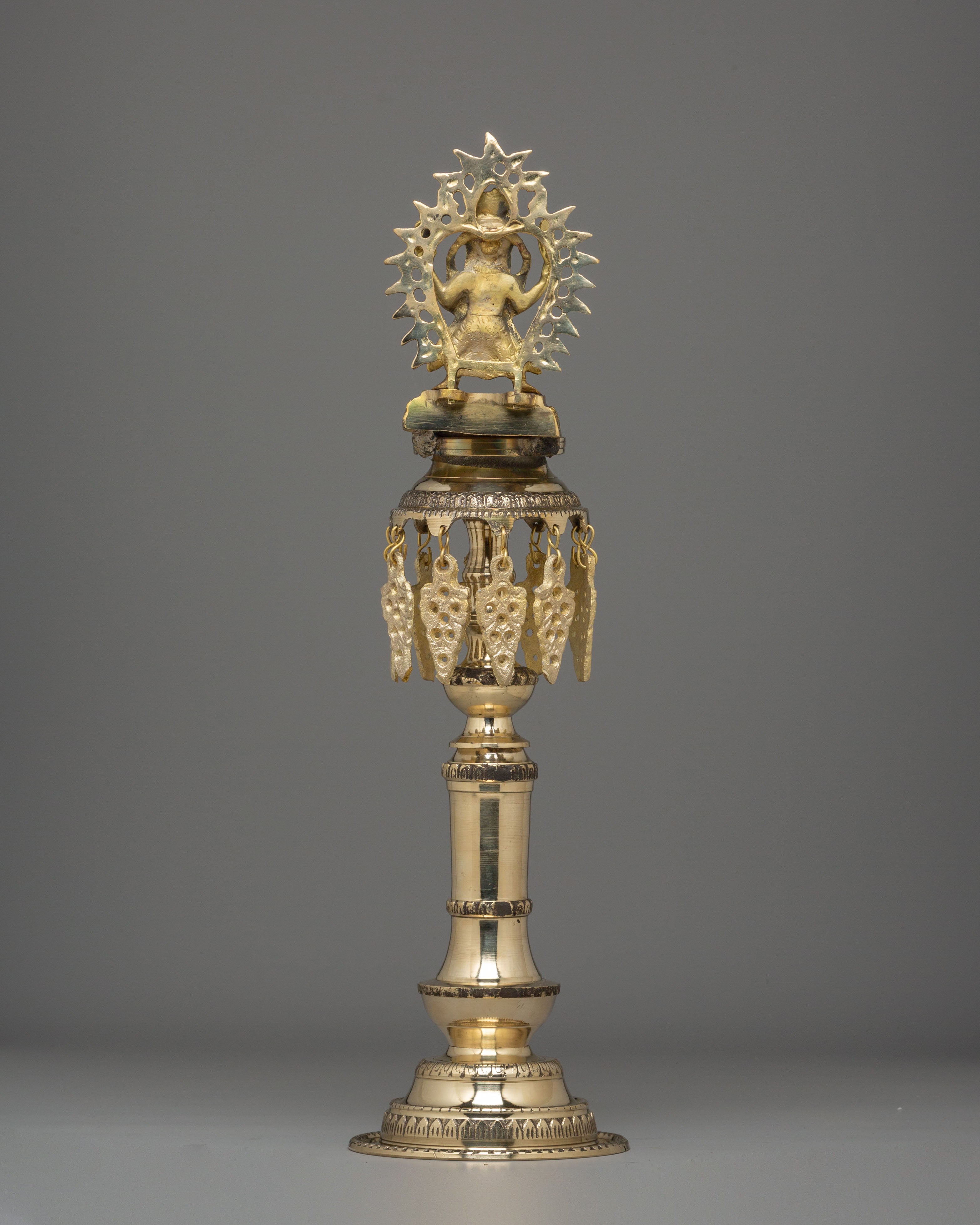 Brass Oil Lamp Set for Puja | Handcrafted Hindu Ritual Lamp Pair