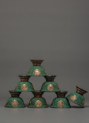 Oxidized Copper Offering Bowls | Tibetan Shrine Decor