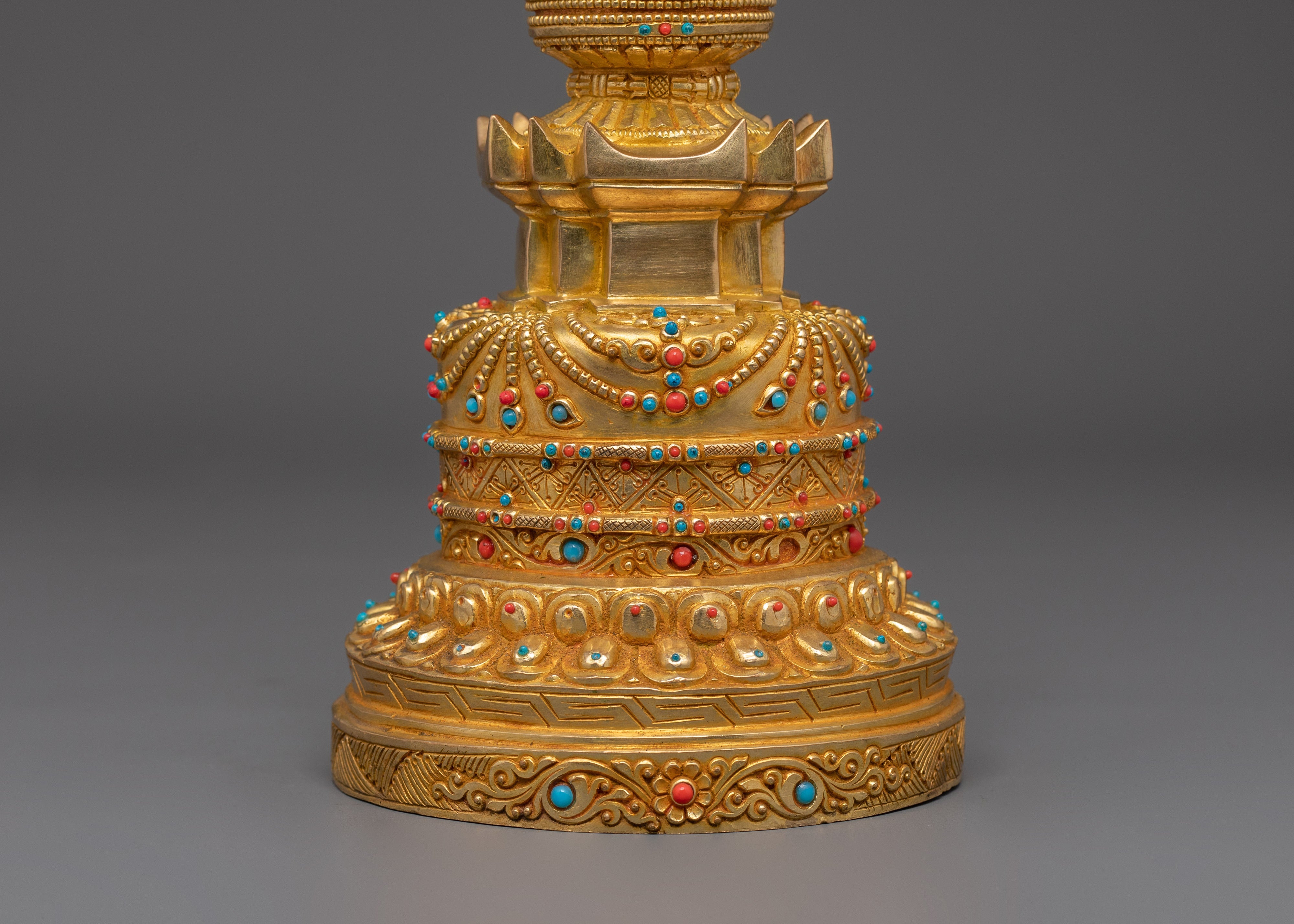 Sacred Buddhist Copper Stupa | Spiritual Figure for Altars and Blessings