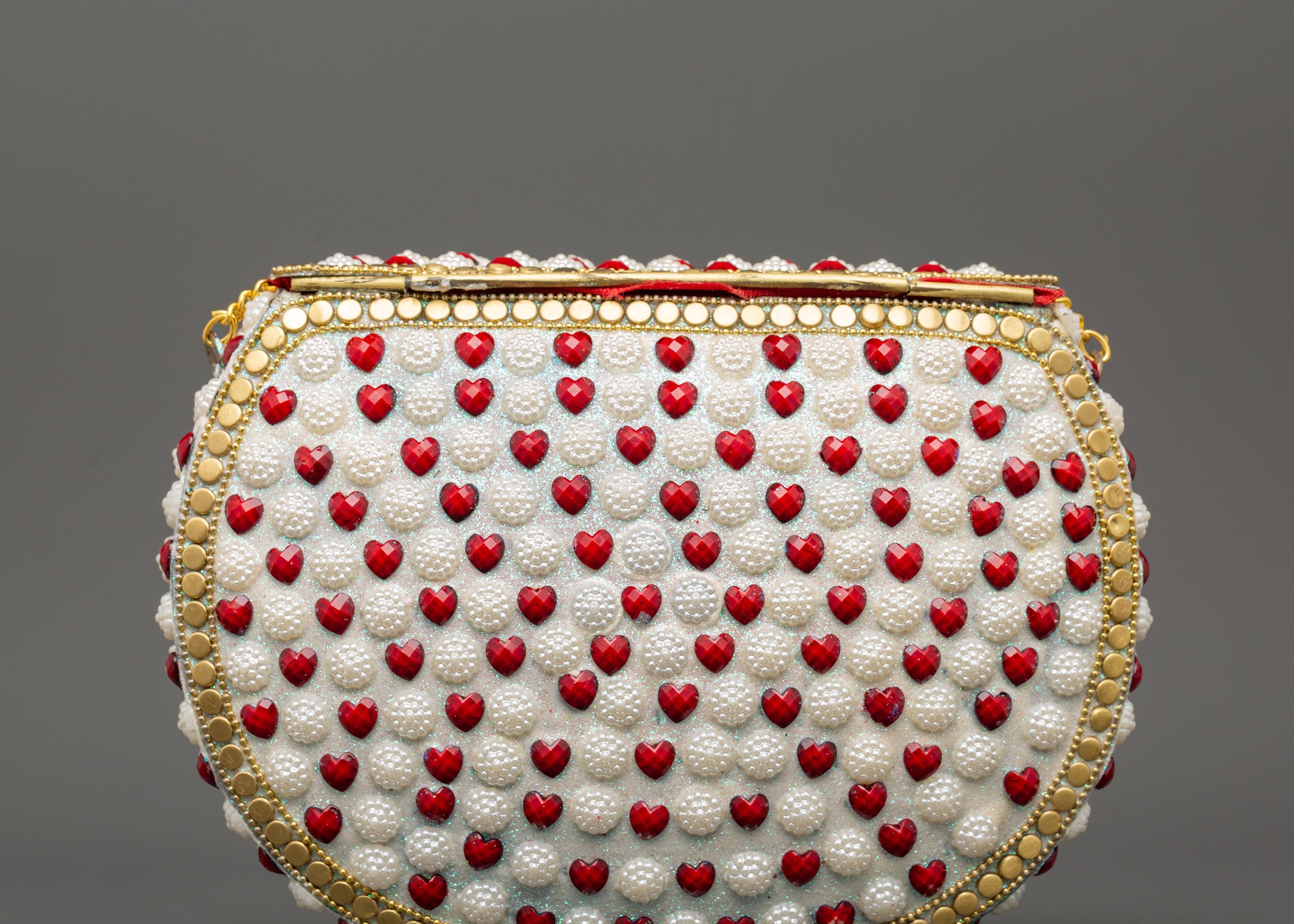 Handcrafted Pearl & Coral Side Bag | Decorative Bag