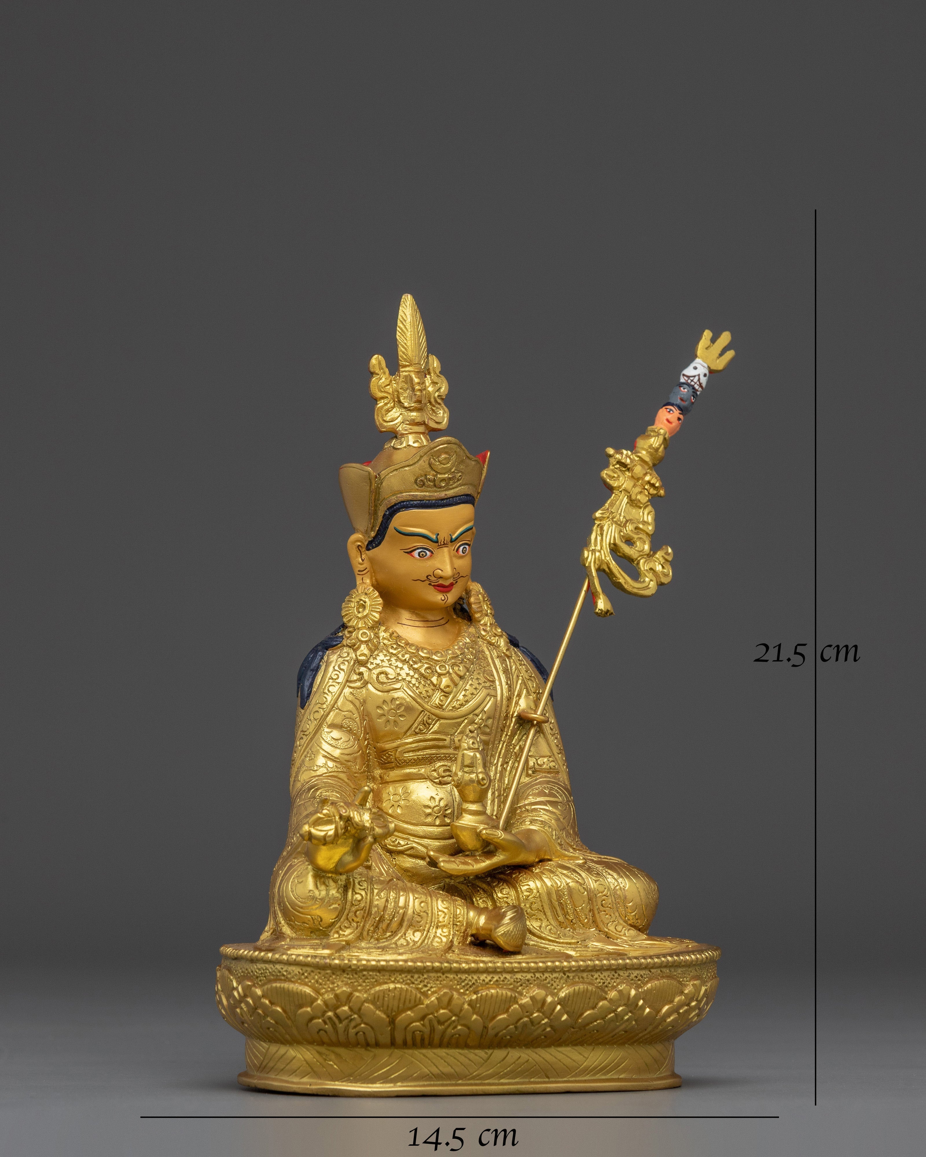 Vajra Master Guru Rinpoche Golden Handmade Statue