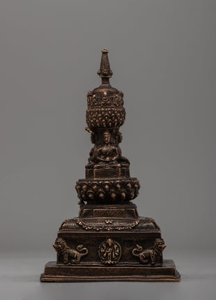 Traditional Sacred Buddhist Brass Stupa | Symbol of Enlightenment and Spiritual Growth