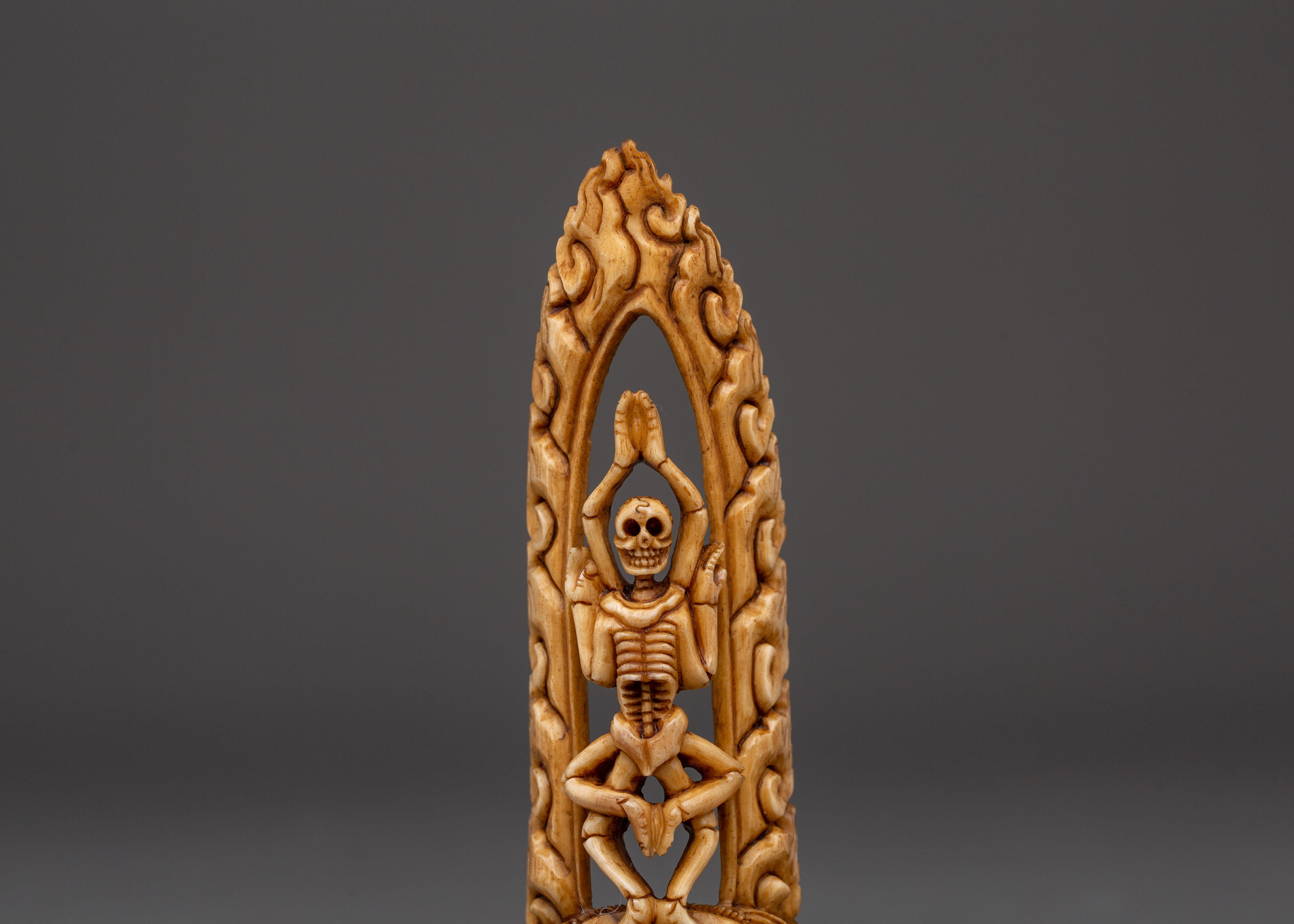Tibetan Citipati Skeleton Deity Bone Statue | Buddhist Artwork for Altar Decor