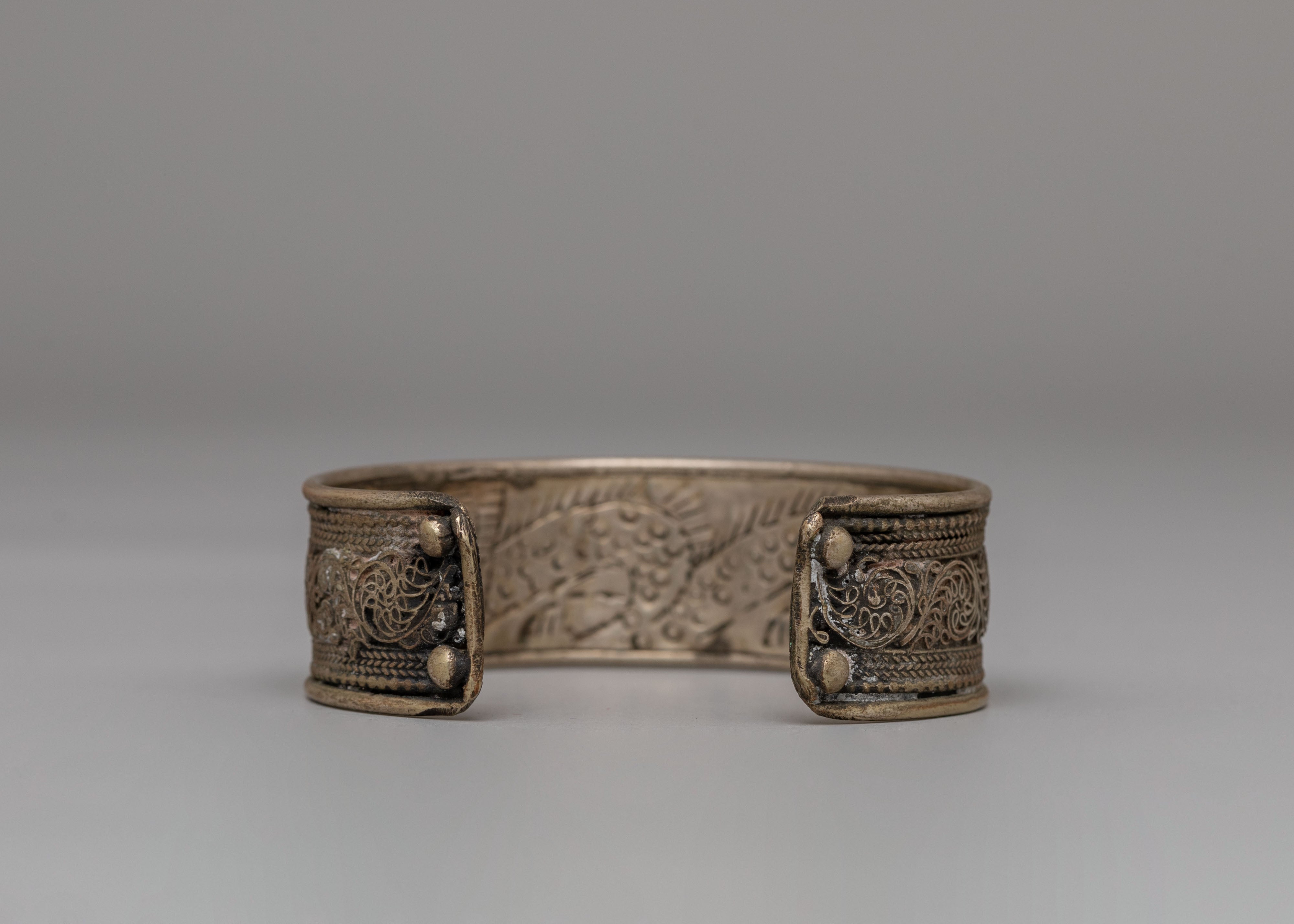 Tibetan Mantra Silver Bracelet | Spiritual Protection Jewelry