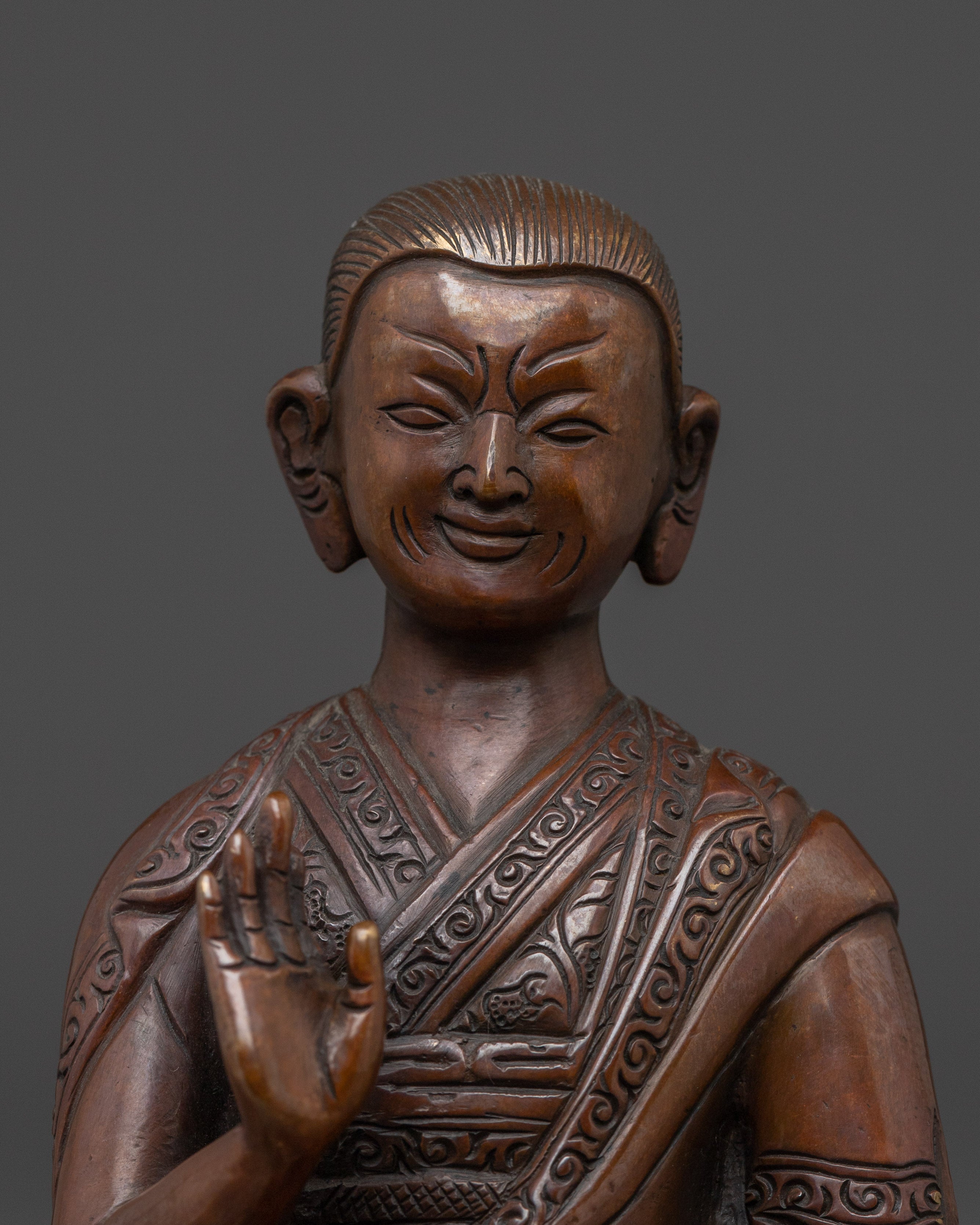 Oxidized Tsongkhapa Statue Set | Spiritual Altar Peice