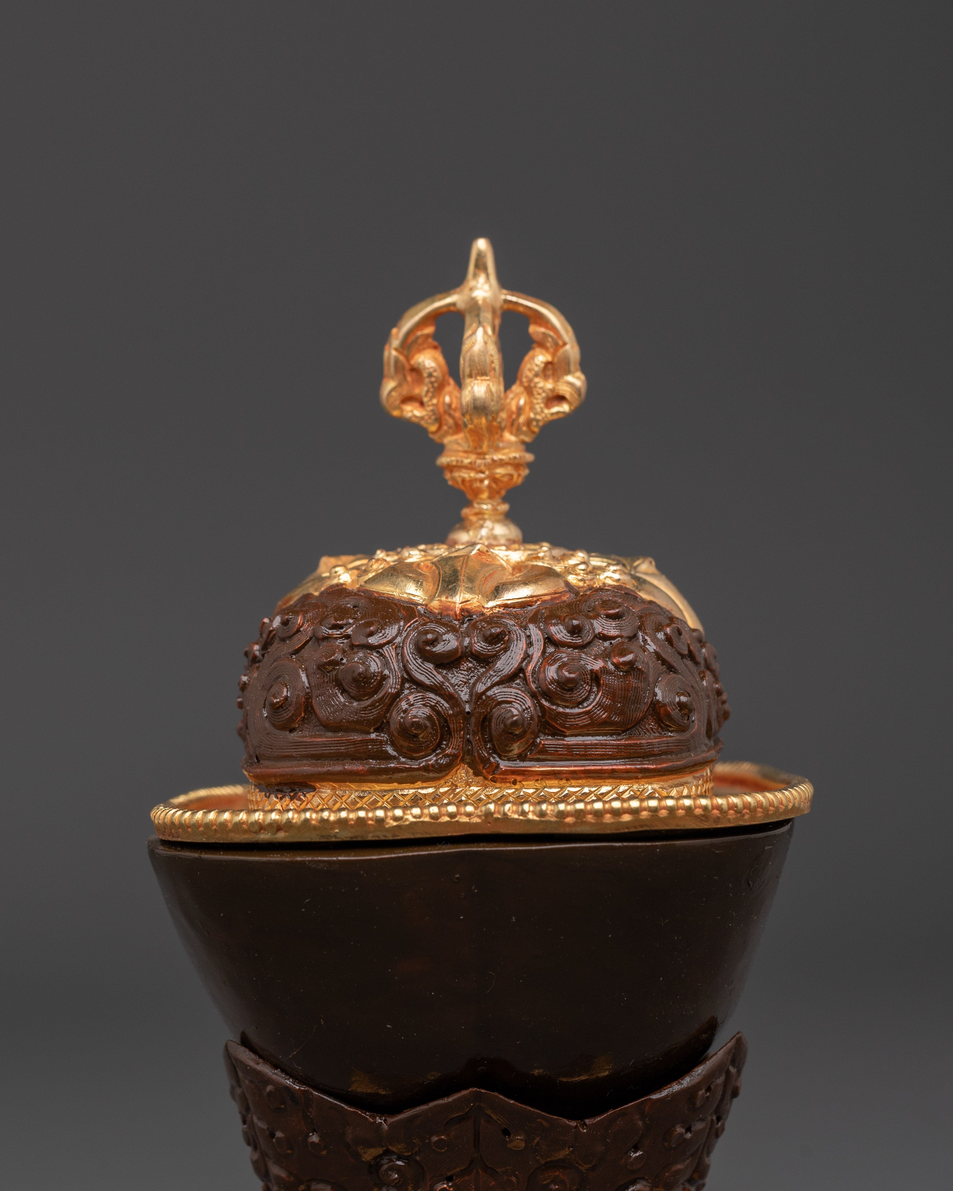 Tibetan Sacred Kapala Artifact | Handcrafted Gold Gilded Copper Ritual Cup