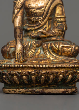 Shakyamuni Buddha Buddhist Altar Decor | Sacred Antique Copper Statue for Meditation