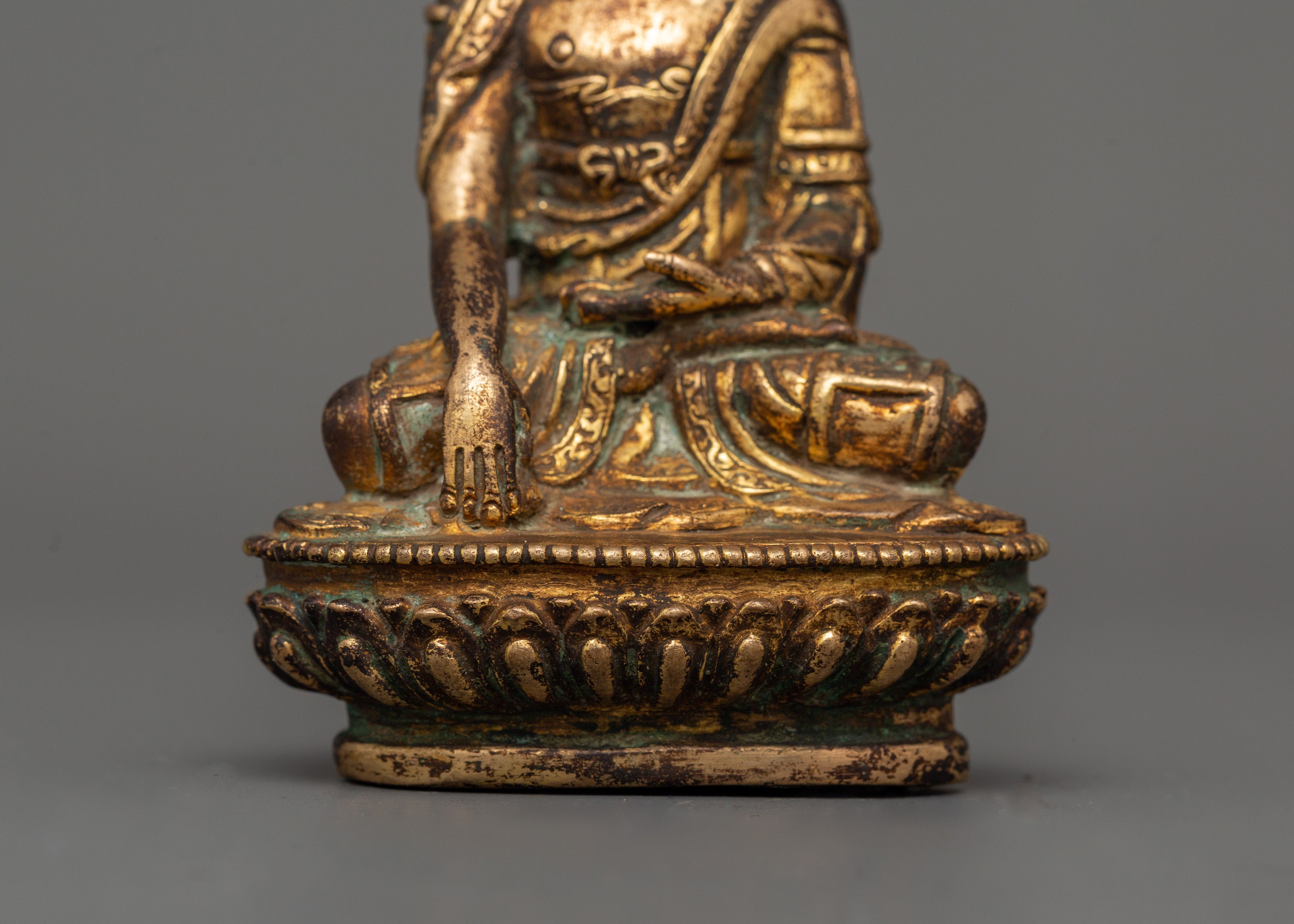 Shakyamuni Buddha Buddhist Altar Decor | Sacred Antique Copper Statue for Meditation