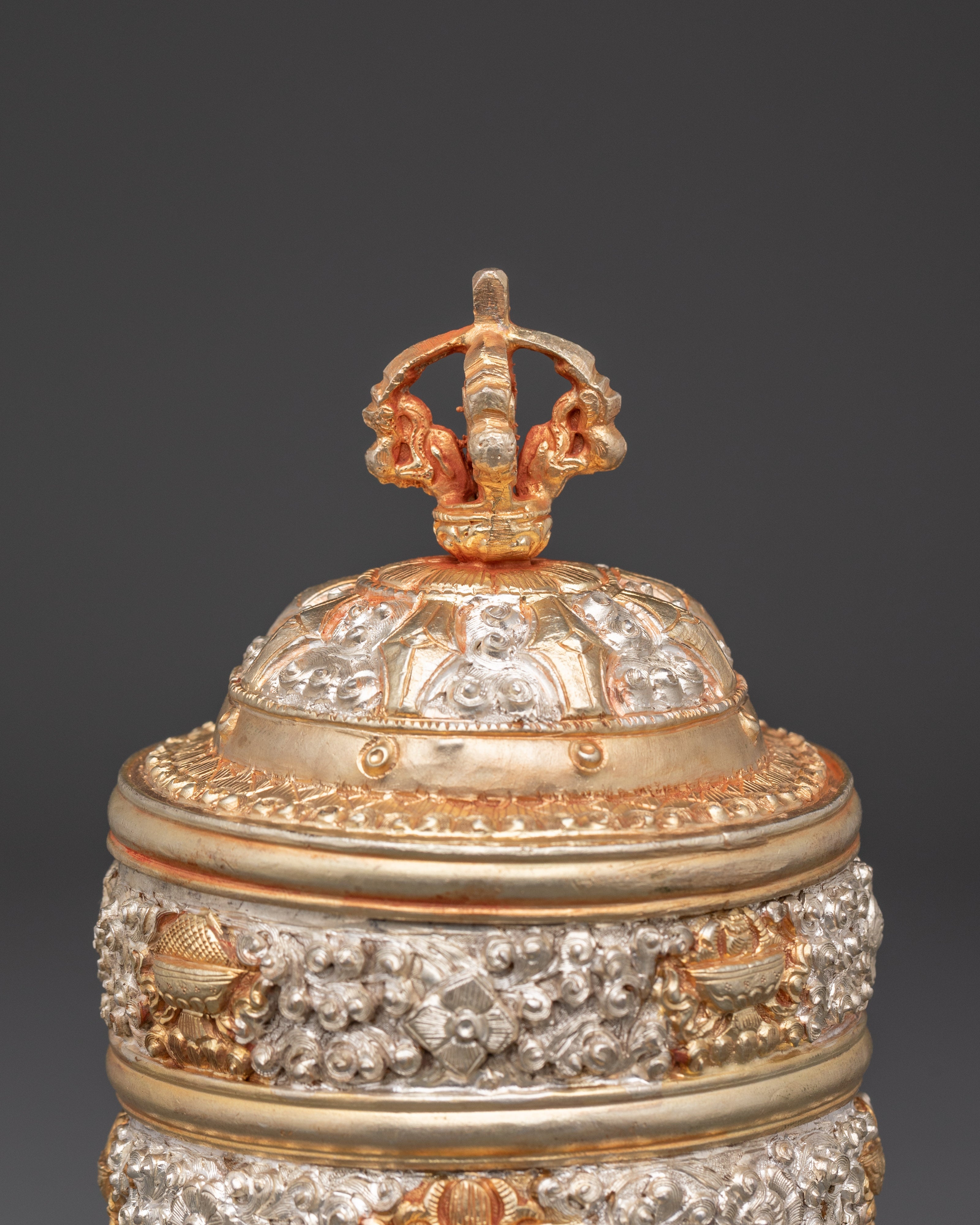 Traditional Handmade Tibetan Rice Pot | Copper with Gold & Silver Plating