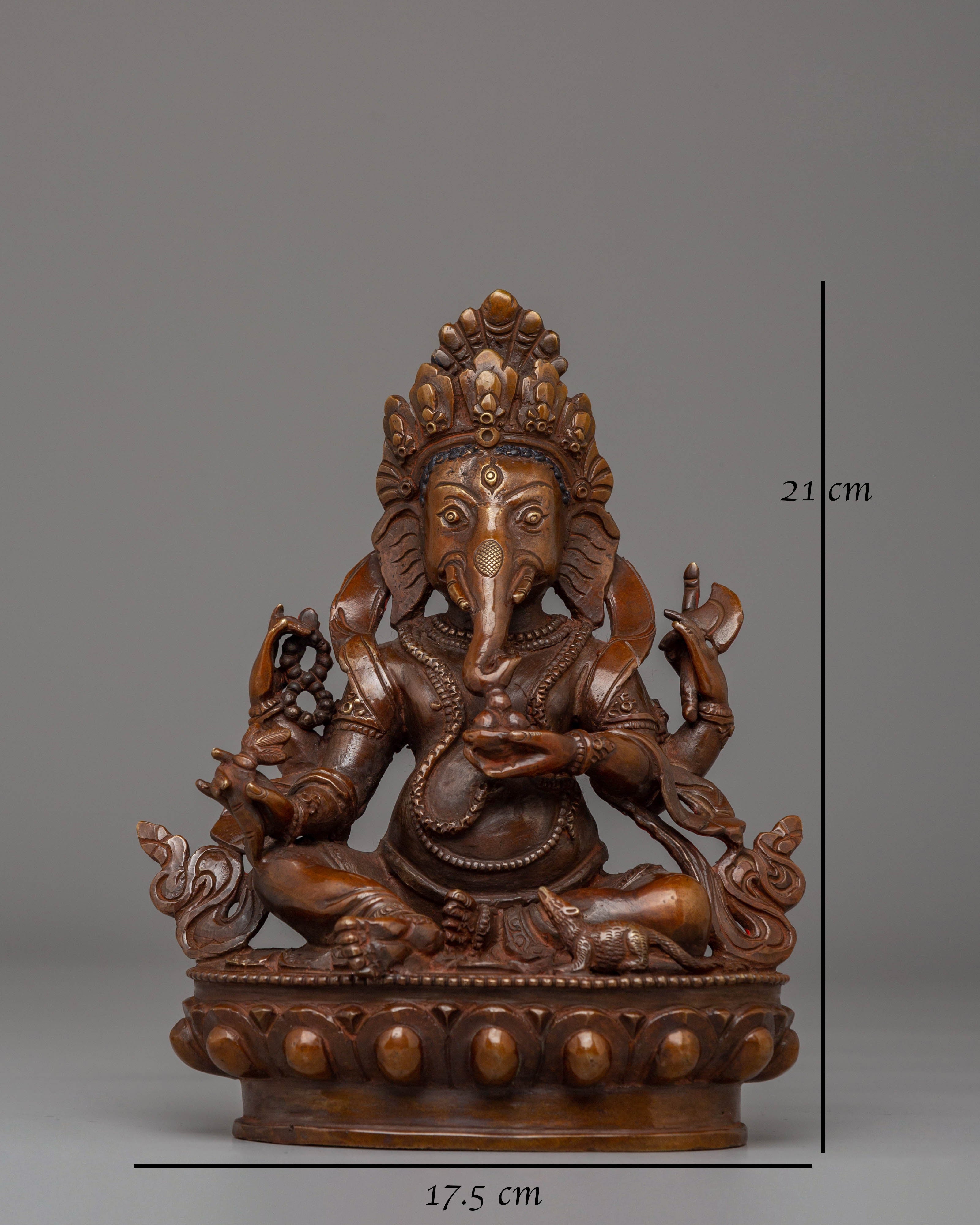 Statue of Hindu Lord Ganesha | Sacred Copper & Acrylic Ganesha Sculpture