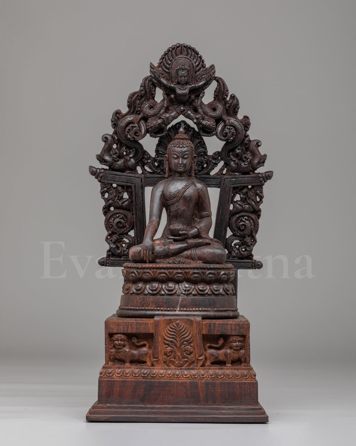Himalayan Siddhartha Gautama Sculpture | Hand Carved Wooden Shakyamuni Buddha