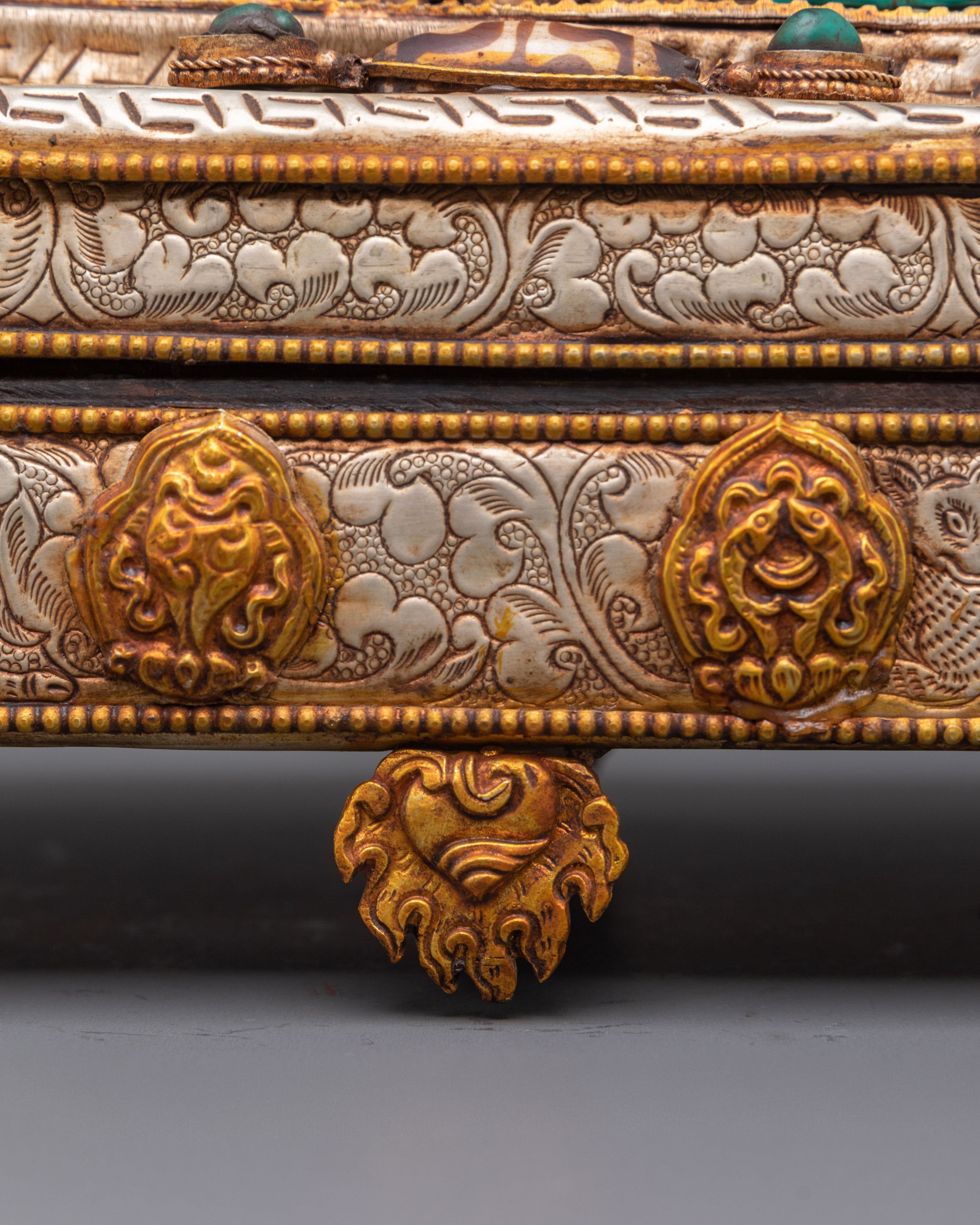 Coral and Turquoise Inlaid Treasure Box | Jewelry Box