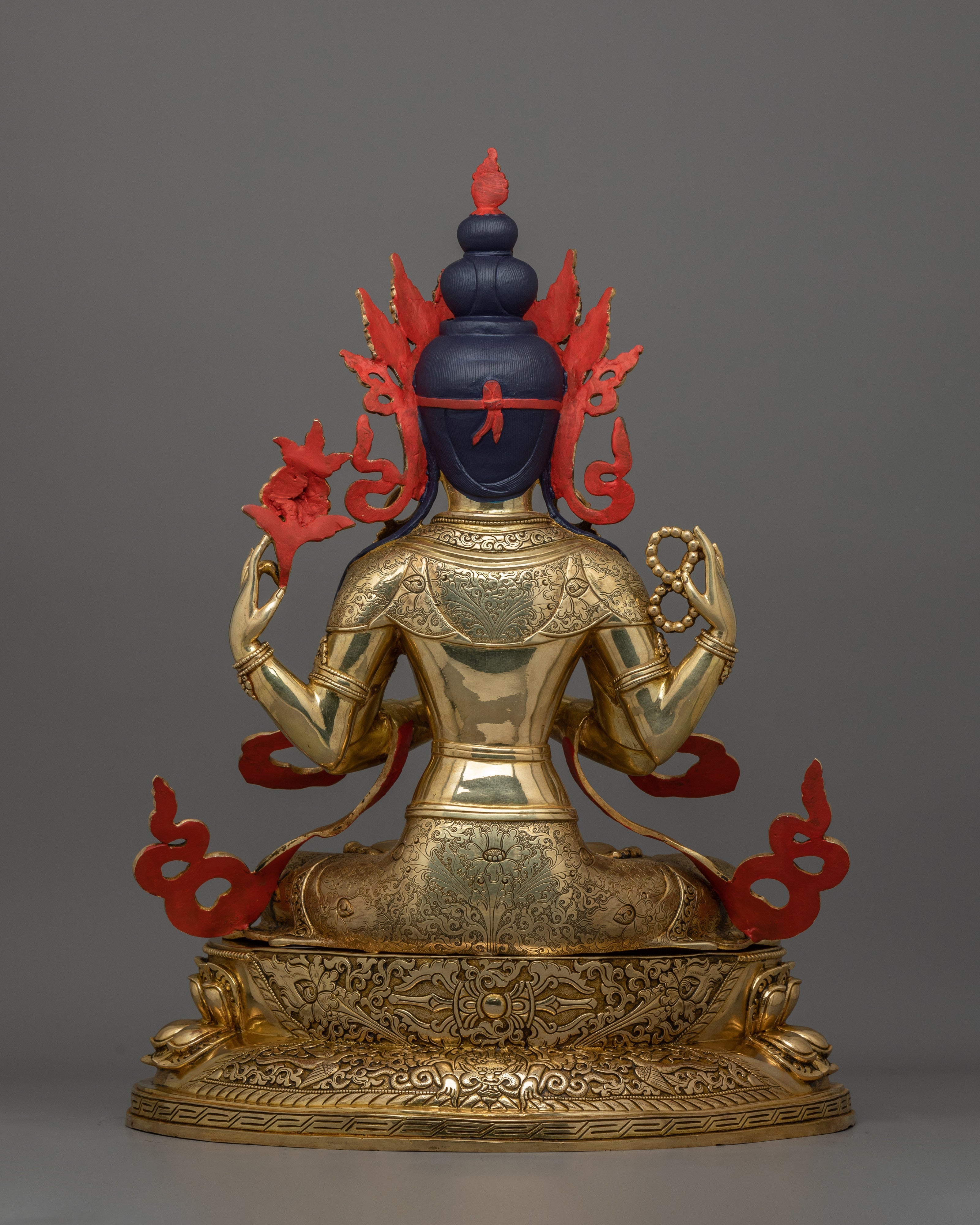 Meditating Four-Armed Chenrezig Statue | Tibetan Buddha of Compassion and Healing