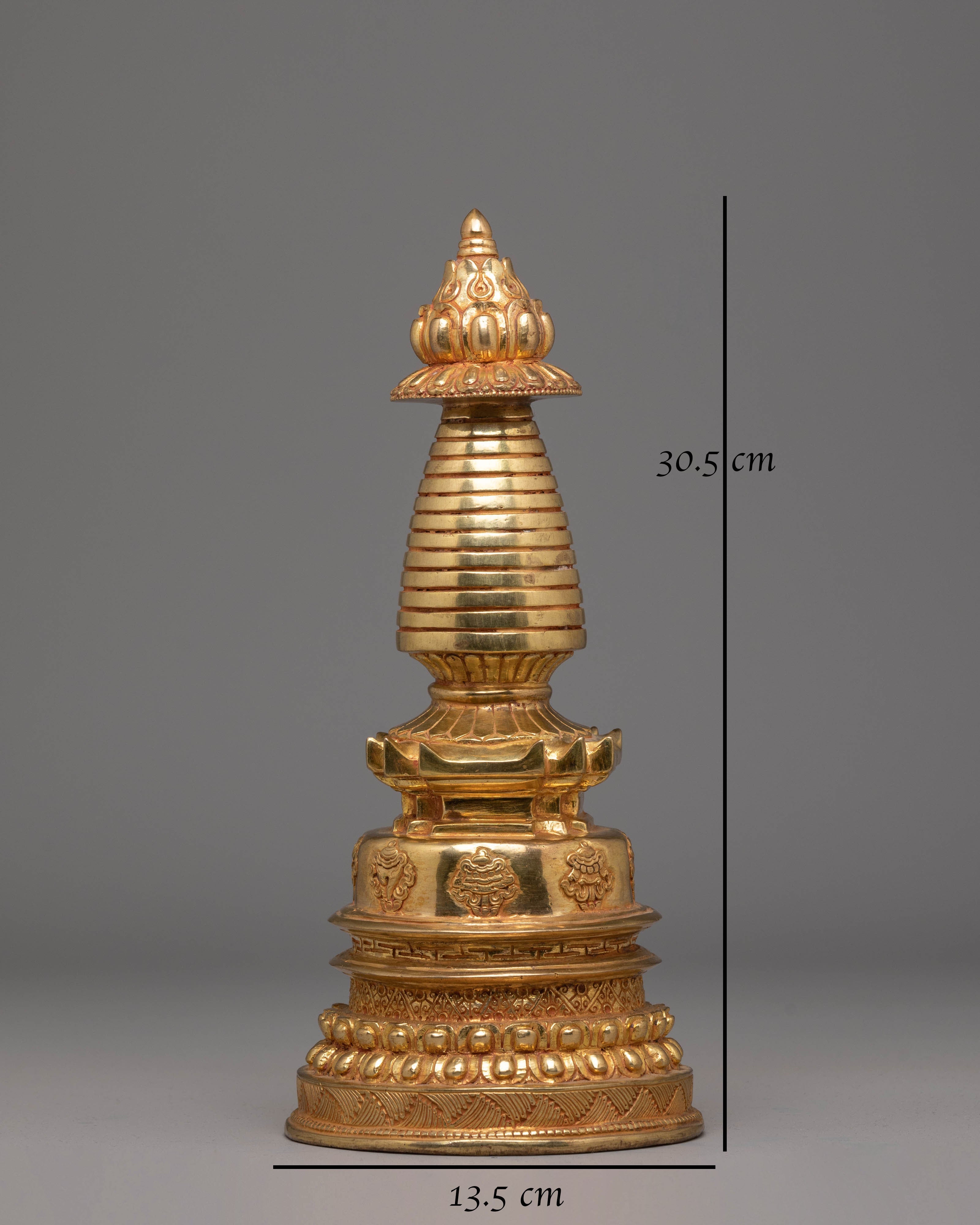 Handmade Golden Stupa for Ritual User | Gold Plated Stupa