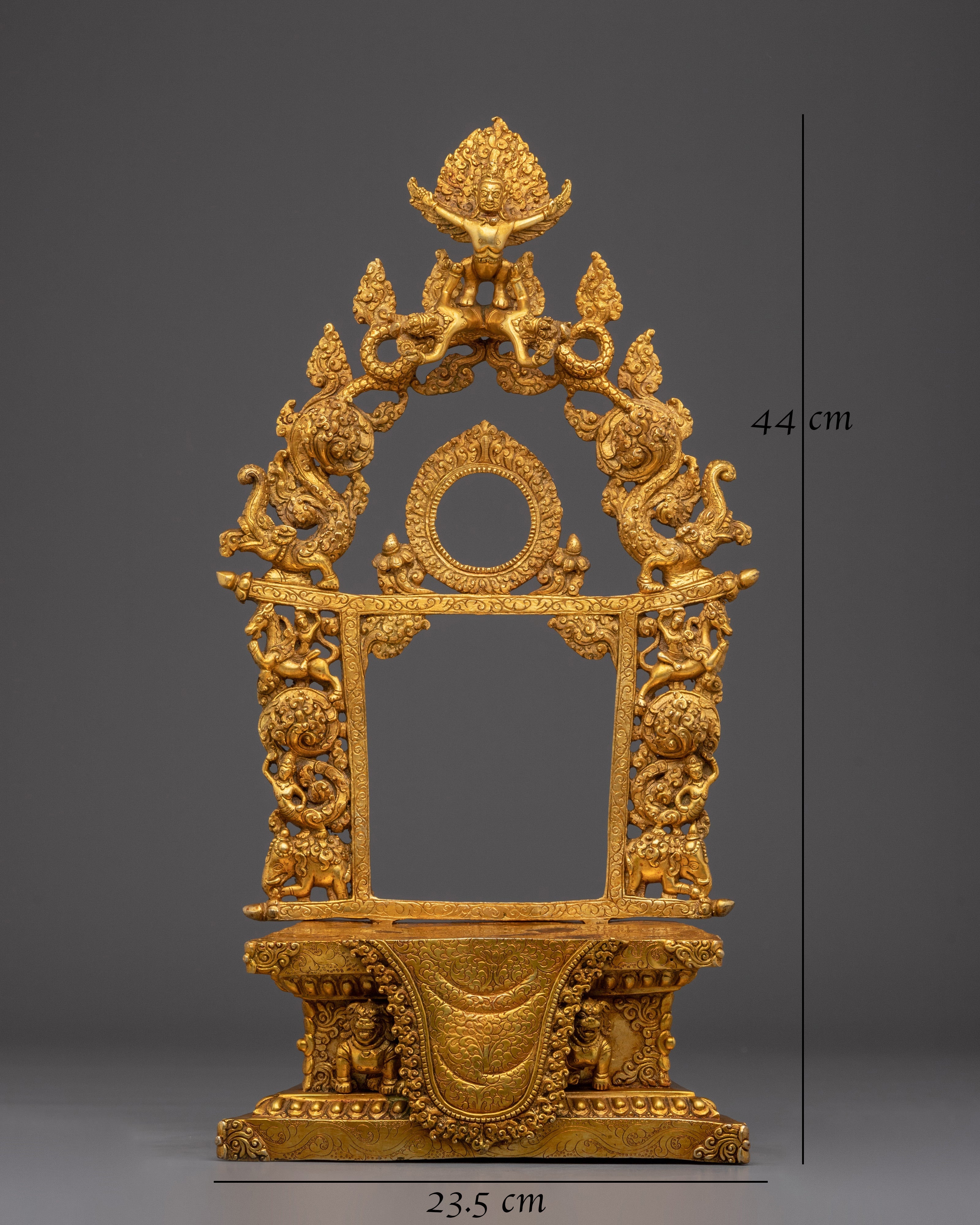 Gold-Plated, Copper Throne with Garuda | Sacred Ritual Throne for Shrine and Altar