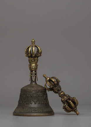 Tibetan Bronze Ritual Bell & Vajra | Spiritual Instruments for Buddhist Practices