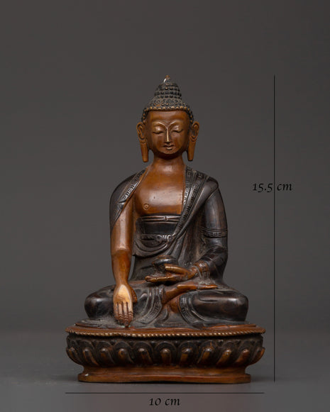 Beautiful Oxidized Copper Shakyamuni Buddha | Spiritual Decor & Buddhist Practice