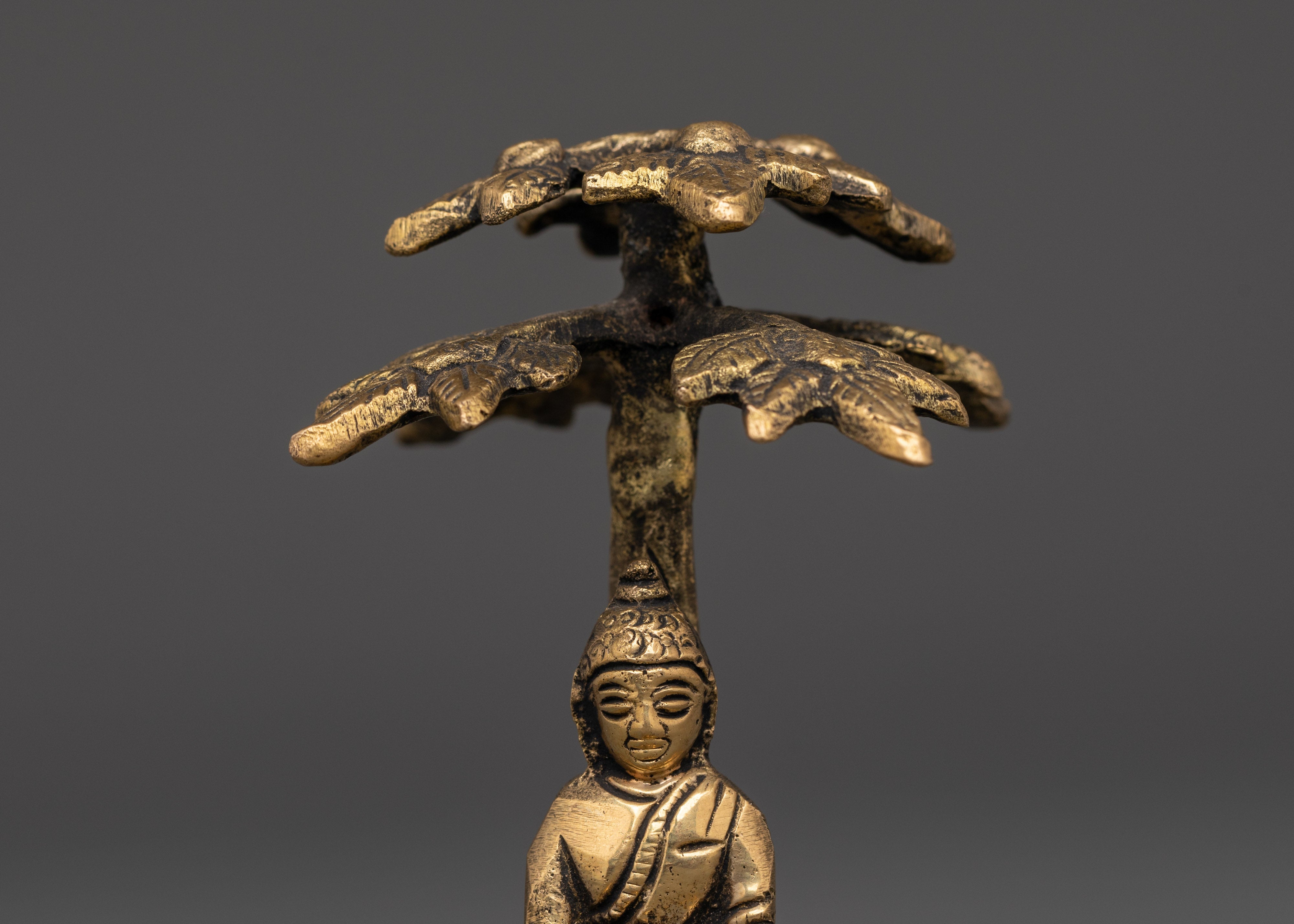Shakyamuni Buddha Tree Sculpture | Brass Buddhist Meditation Statue