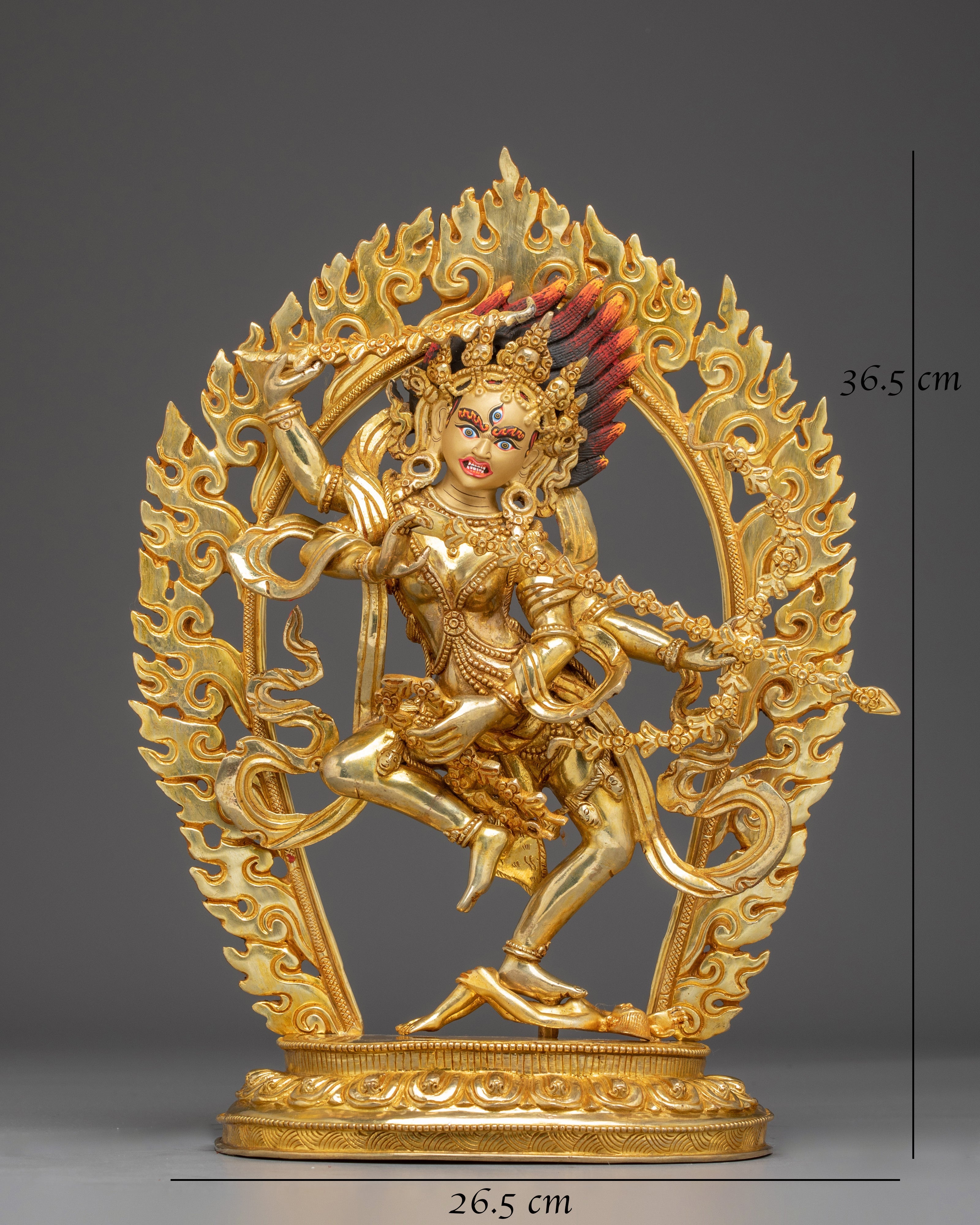 Goddess of Magnetism Kurukulla Statue | Tibetan Copper Gold Plated Deity