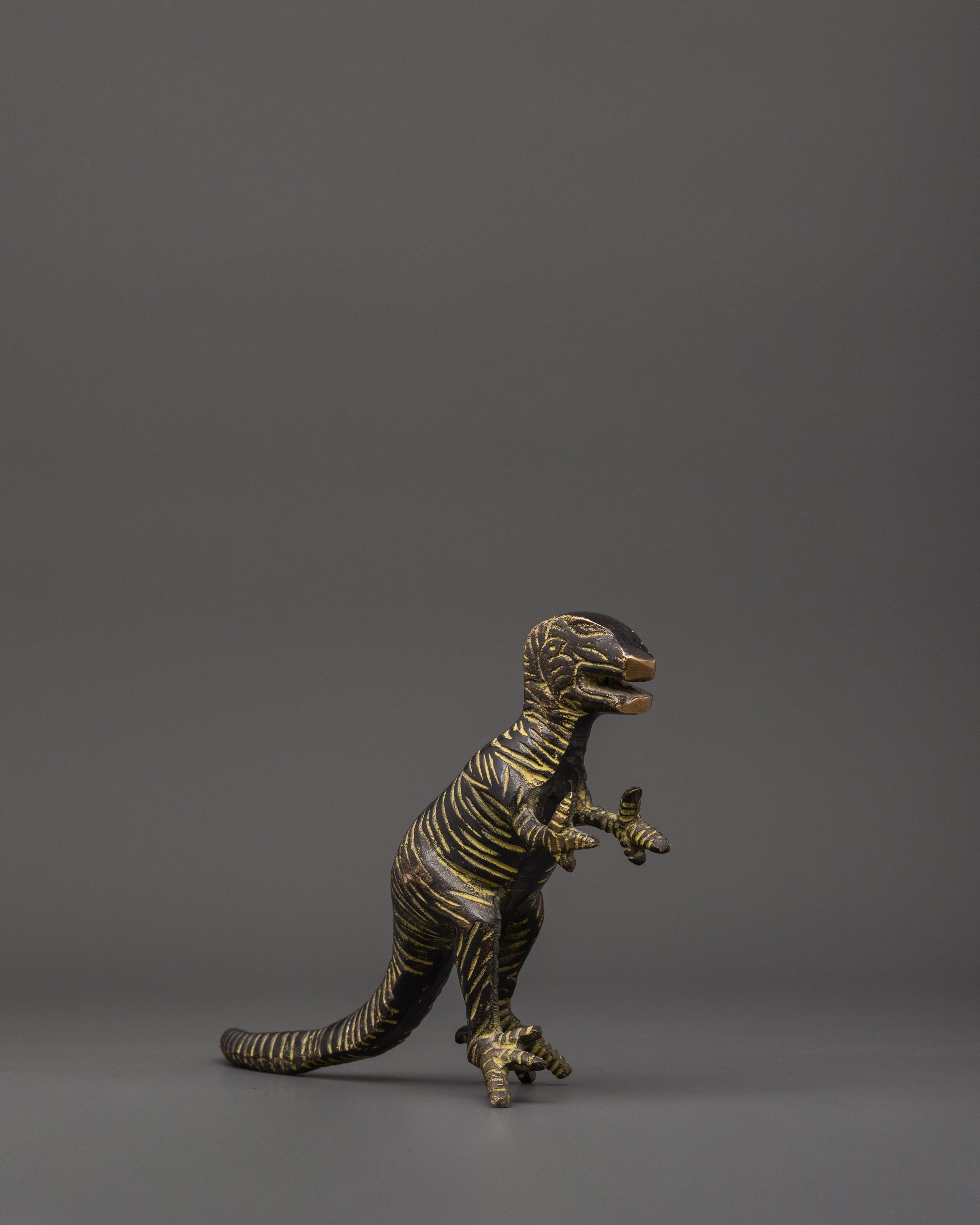 Brass Dinosaur Sculpture for Home Decor | Unique Statue for Kids Room or Office Desk